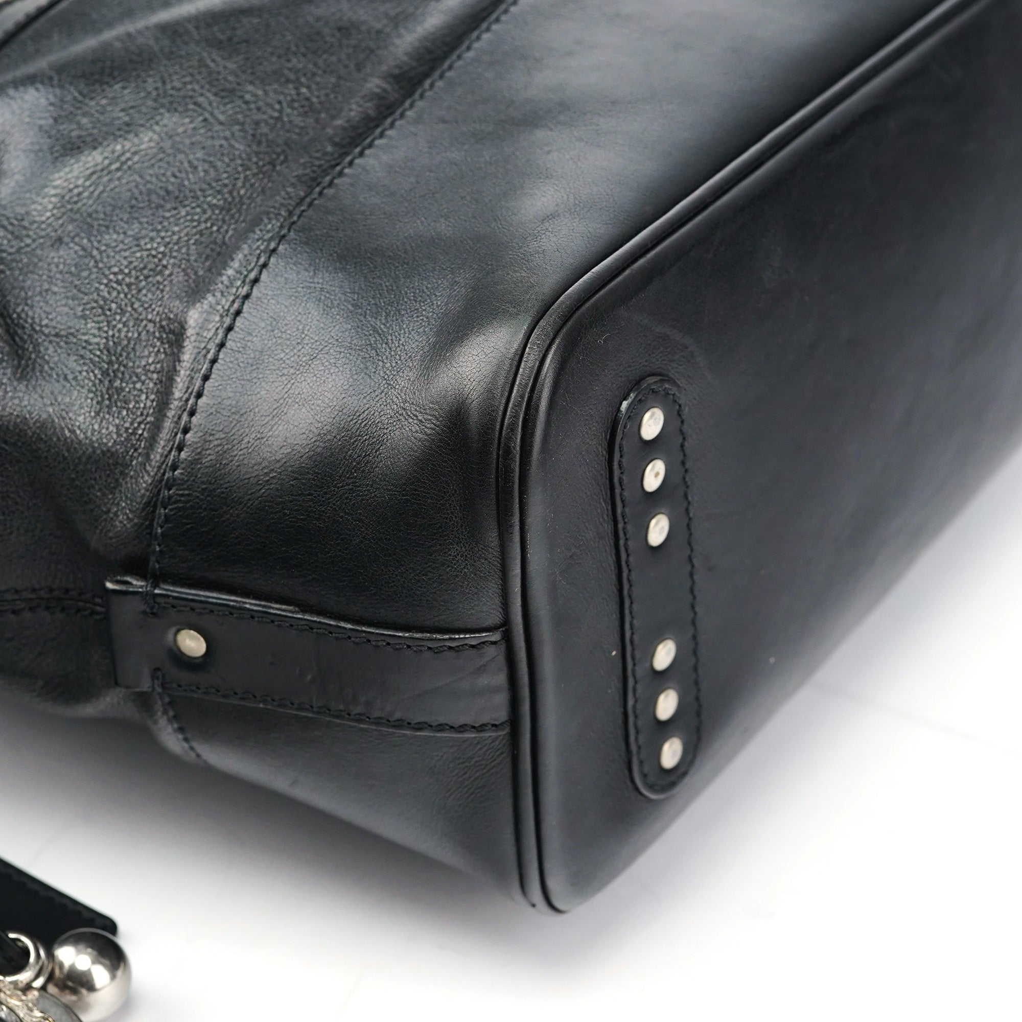 Black Calfskin Kerala Shoulder Bag