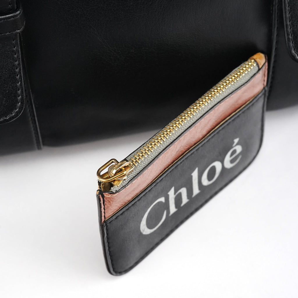 Black Calfskin Leather Boston 2-Way Bag