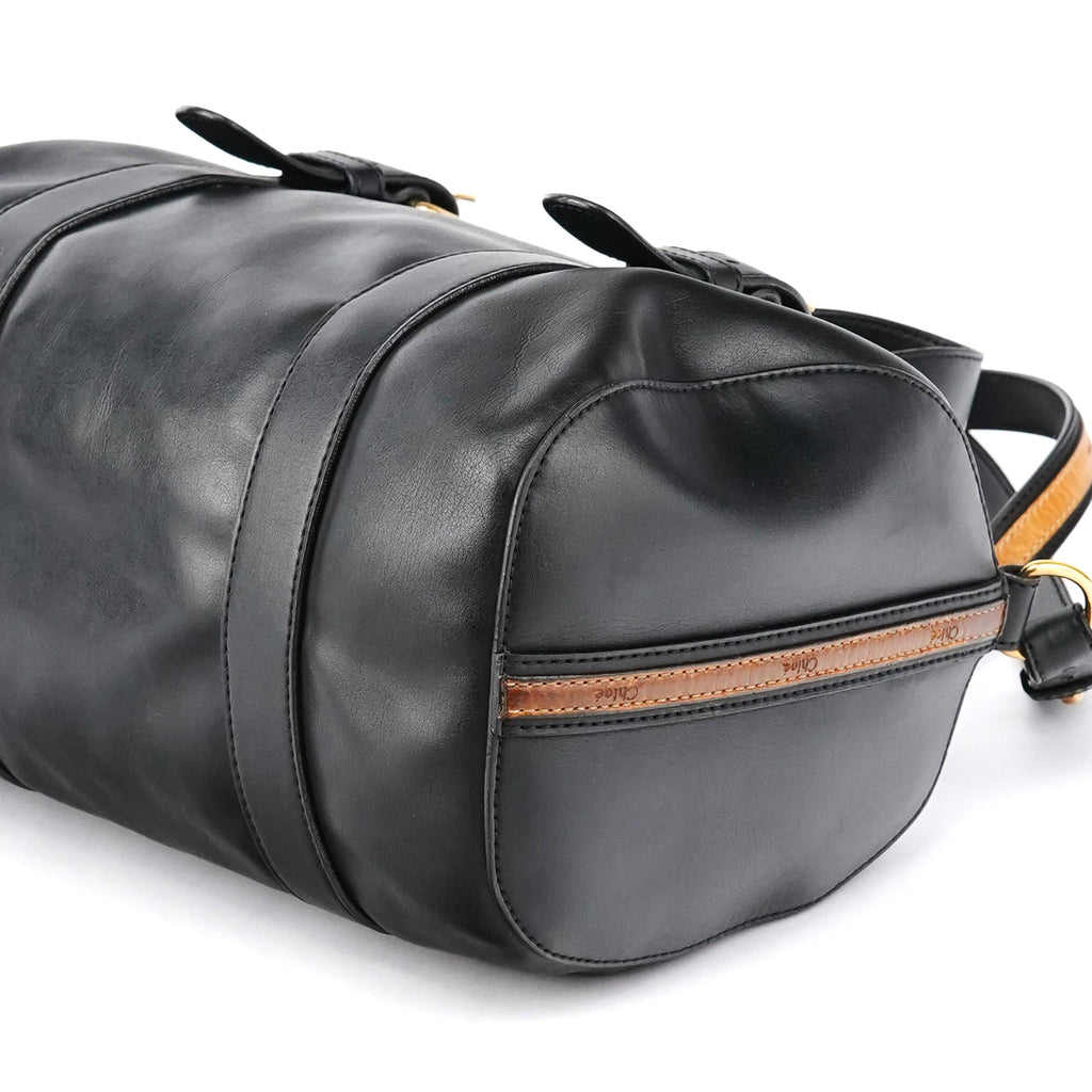 Black Calfskin Leather Boston 2-Way Bag