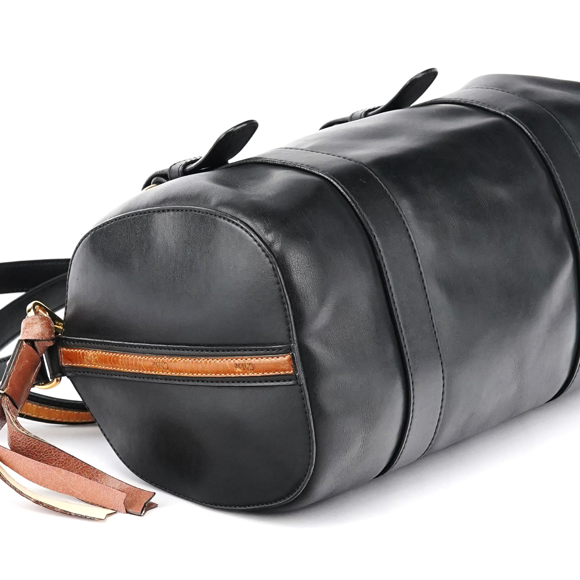 Black Calfskin Leather Boston 2-Way Bag
