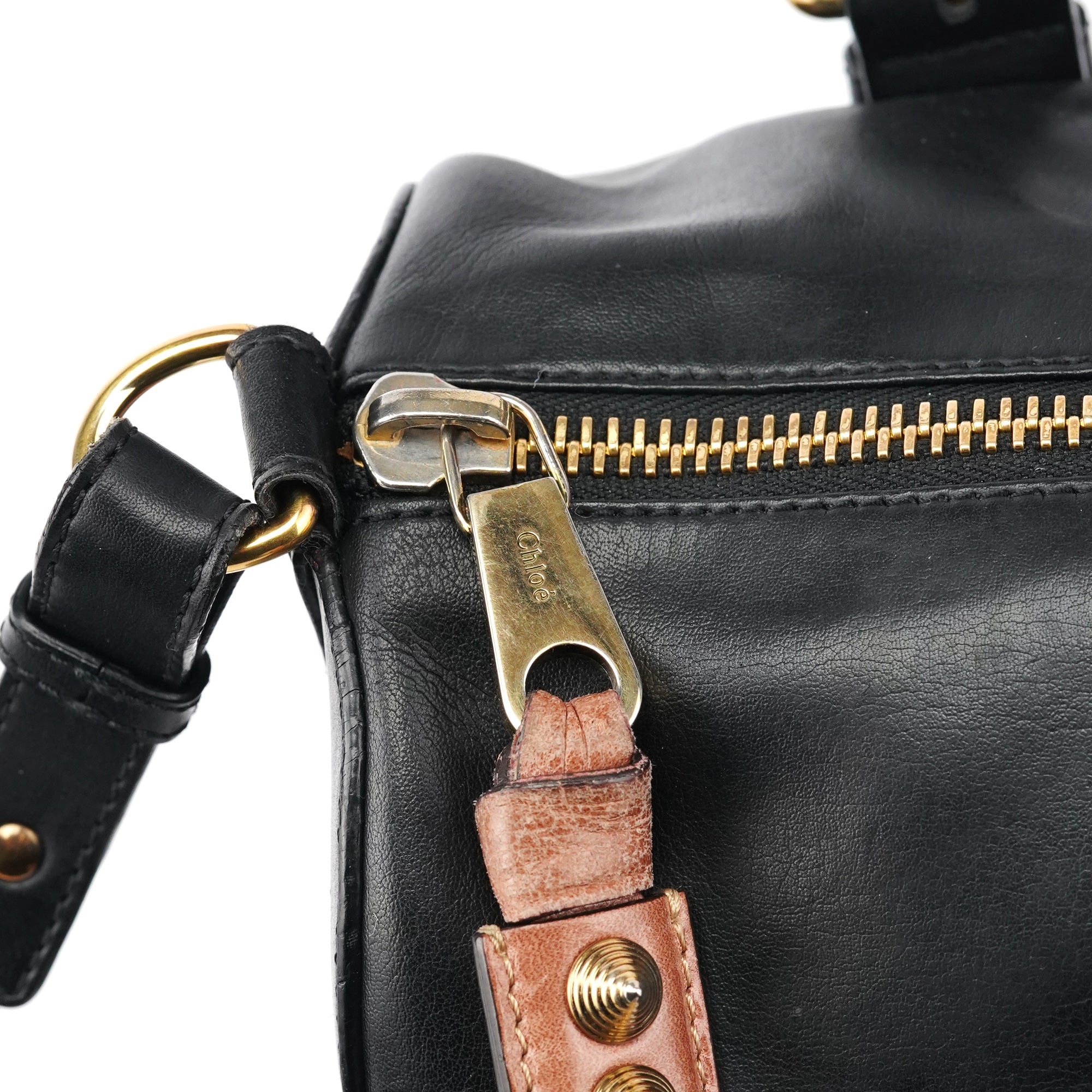 Black Calfskin Leather Boston 2-Way Bag