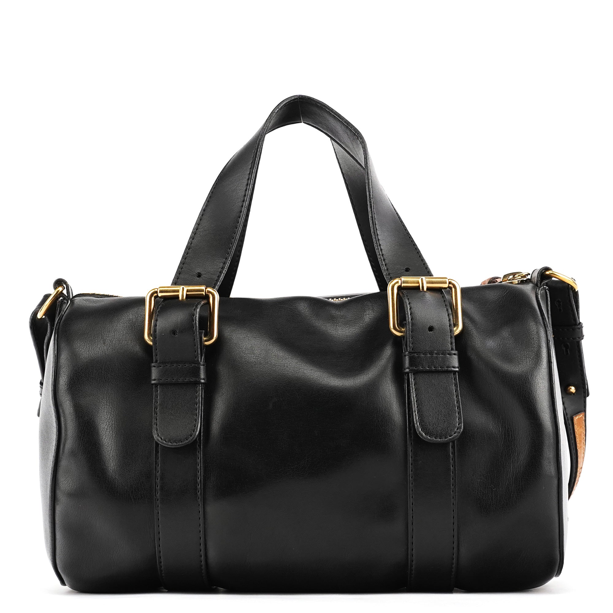Black Calfskin Leather Boston 2-Way Bag