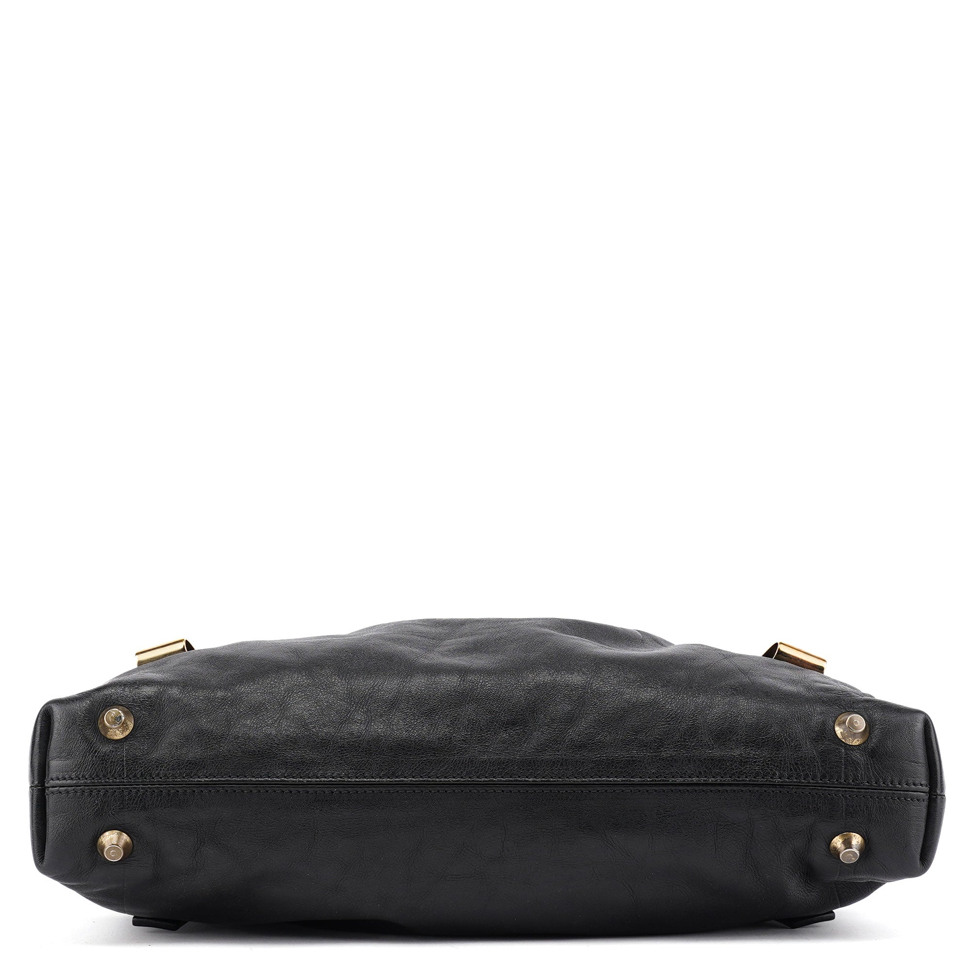 Black Calfskin Leather Tote Bag