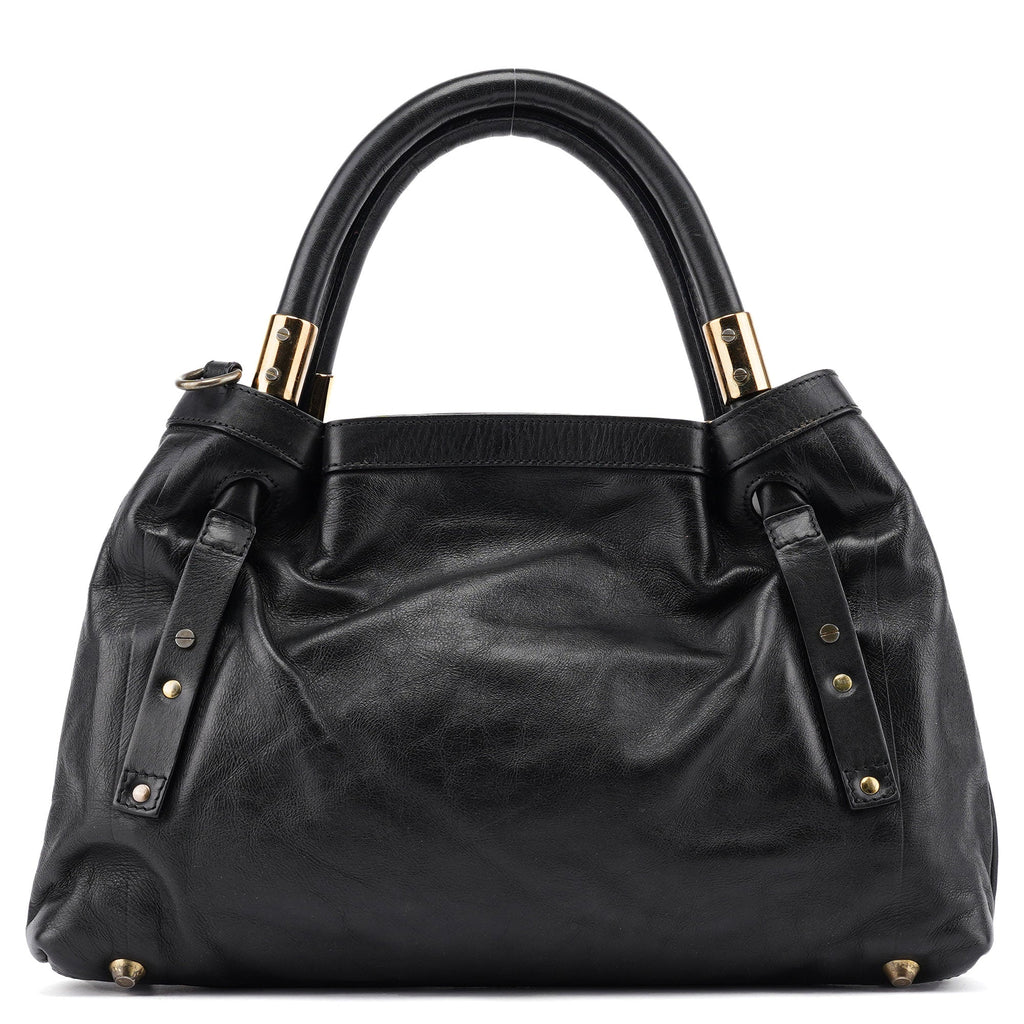 Black Calfskin Leather Tote Bag