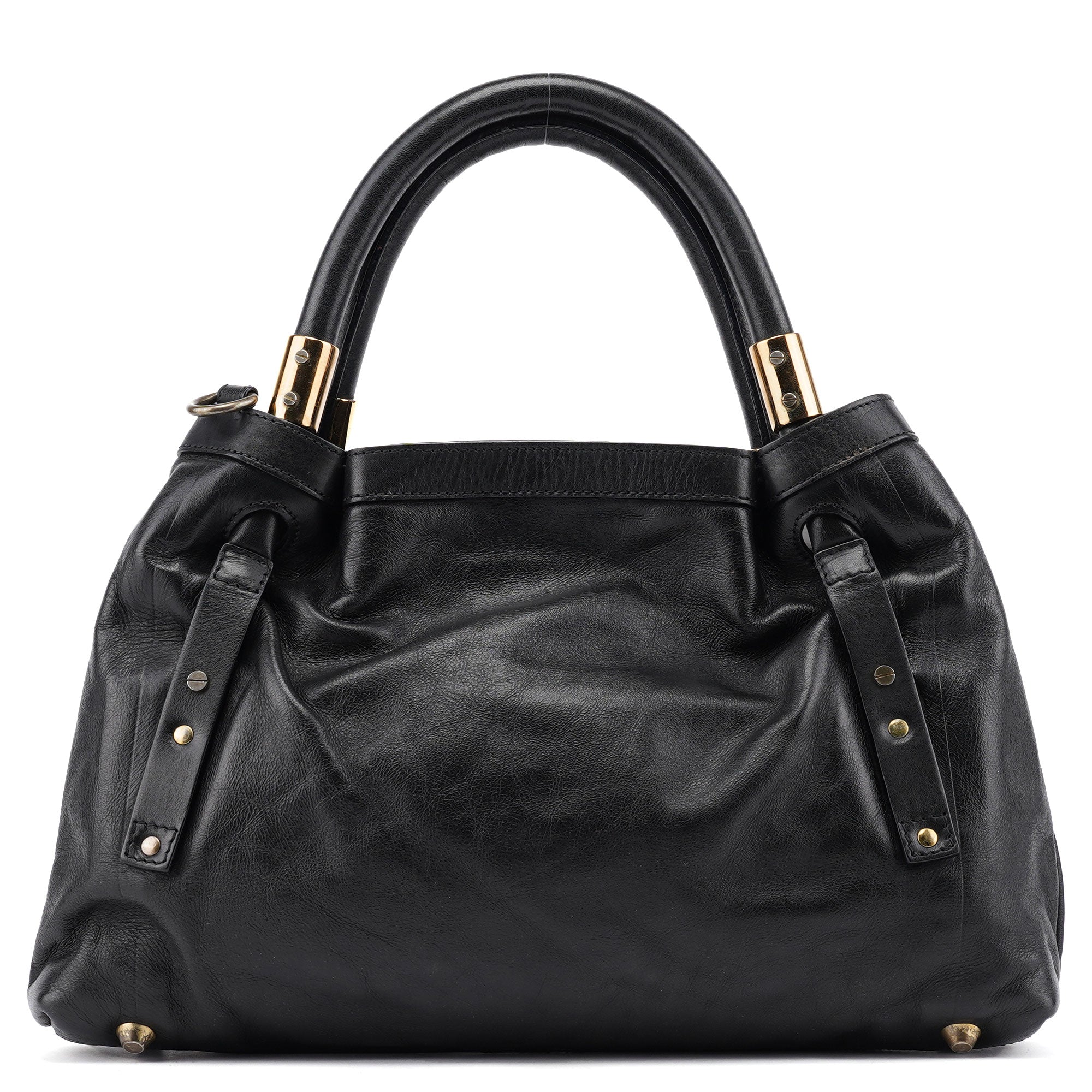Black Calfskin Leather Tote Bag