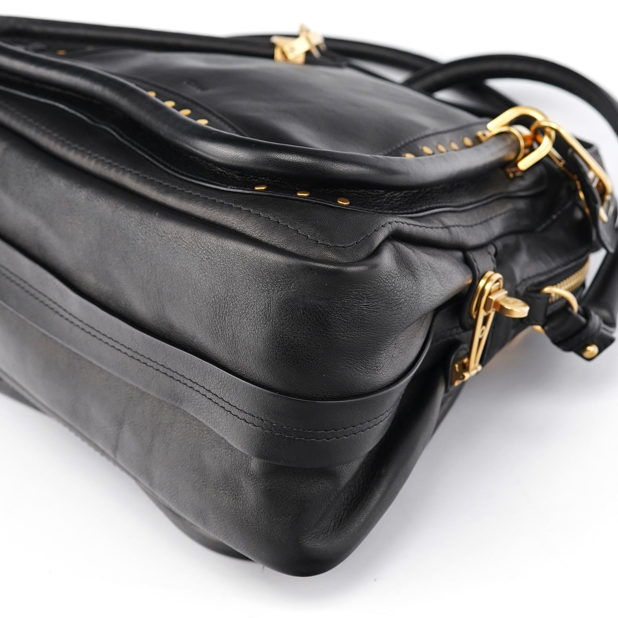 Black Calfskin Studded Paraty 2-Way Bag