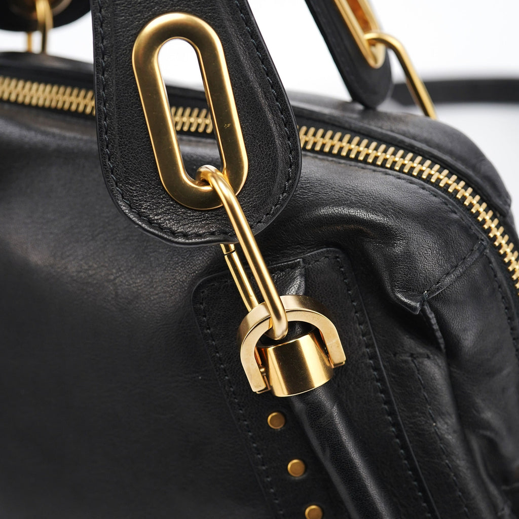 Black Calfskin Studded Paraty 2-Way Bag