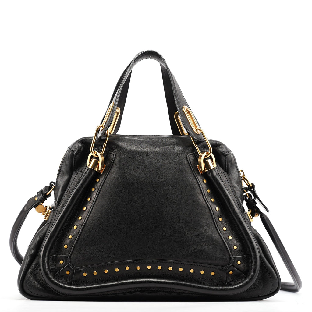 Black Calfskin Studded Paraty 2-Way Bag