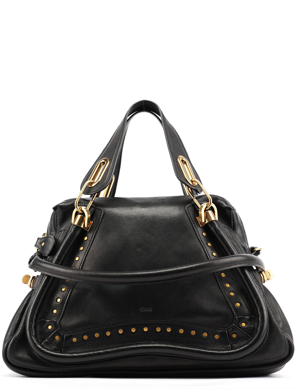 Black Calfskin Studded Paraty 2-Way Bag