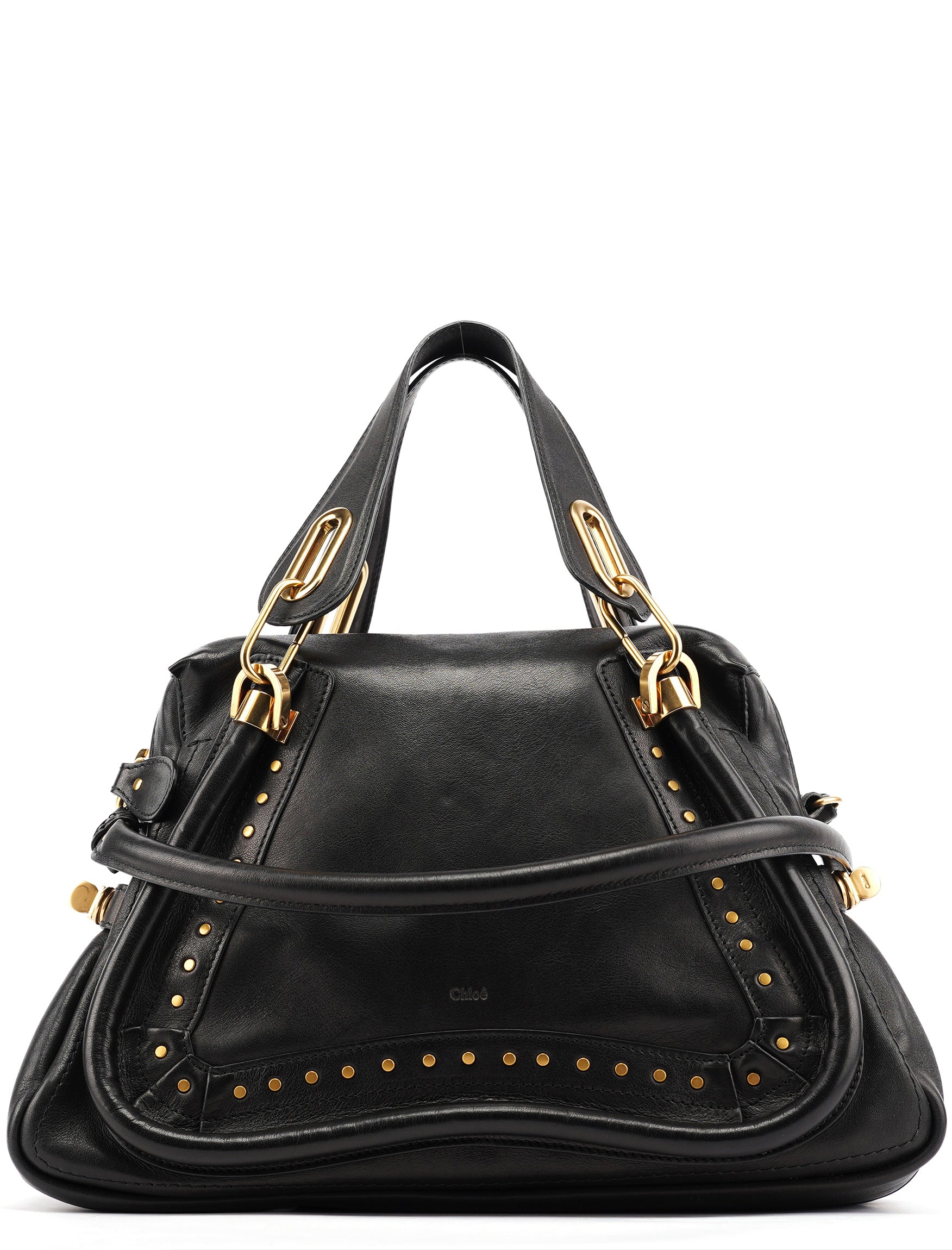 Black Calfskin Studded Paraty 2-Way Bag