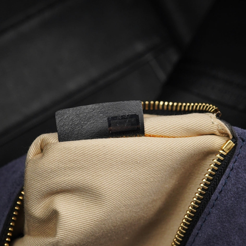 Black Calfskin Zippered Tote Bag