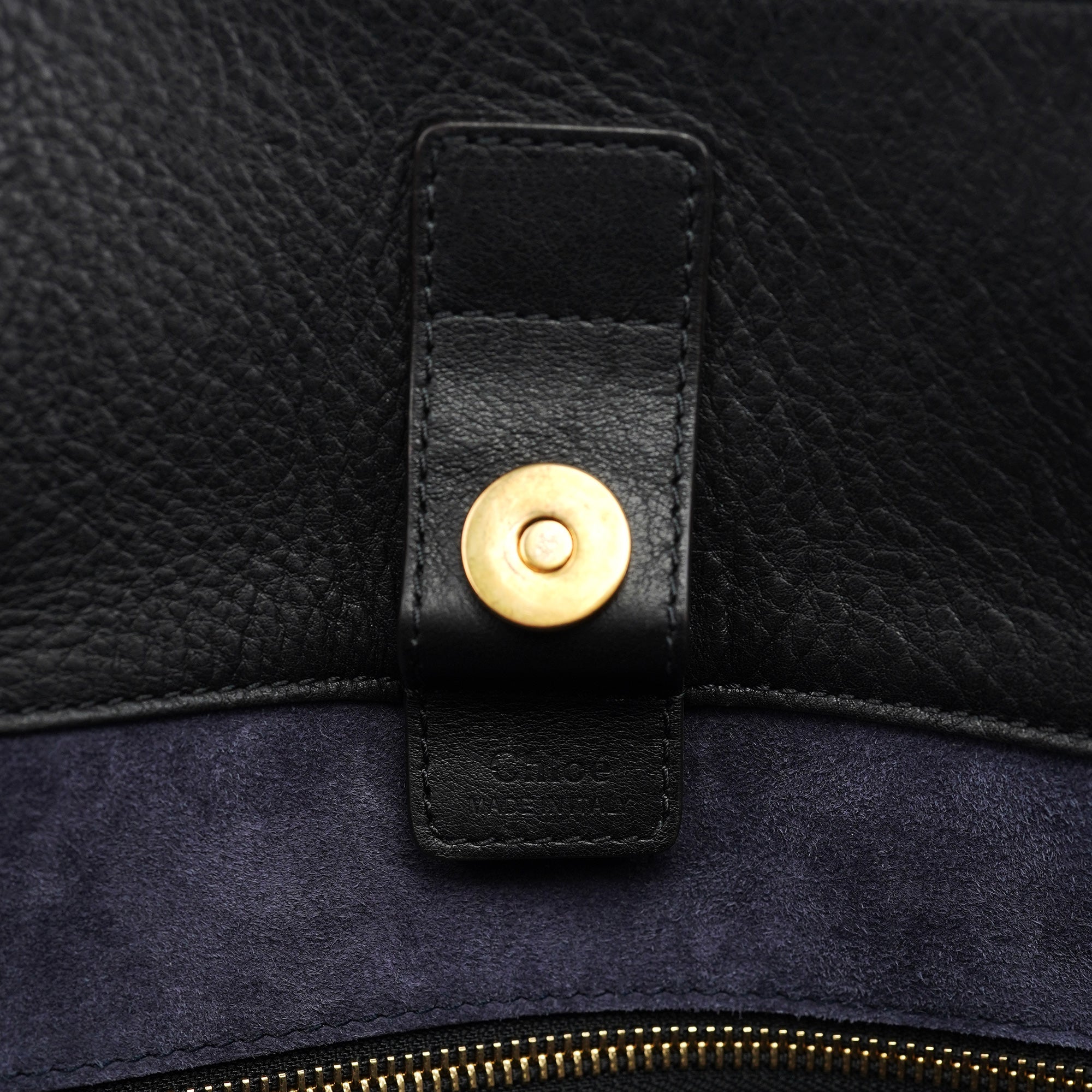 Black Calfskin Zippered Tote Bag