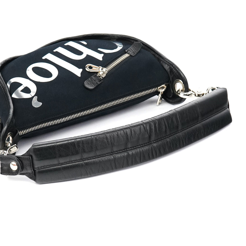 Black Canvas Logo Shoulder Bag
