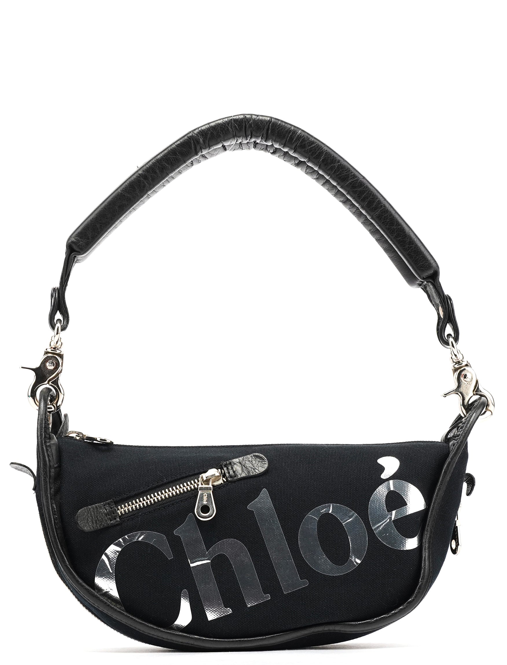 Black Canvas Logo Shoulder Bag