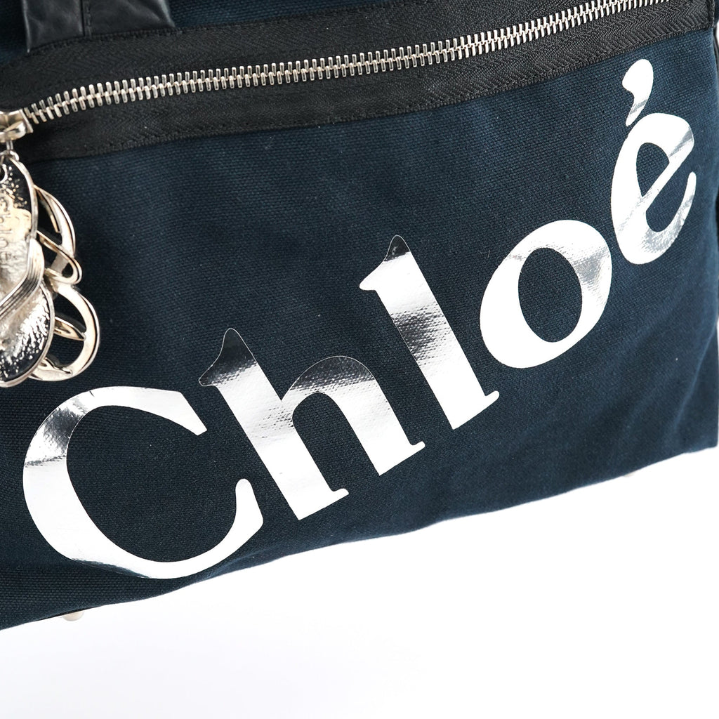 Black Canvas Silver Logo Tote Bag