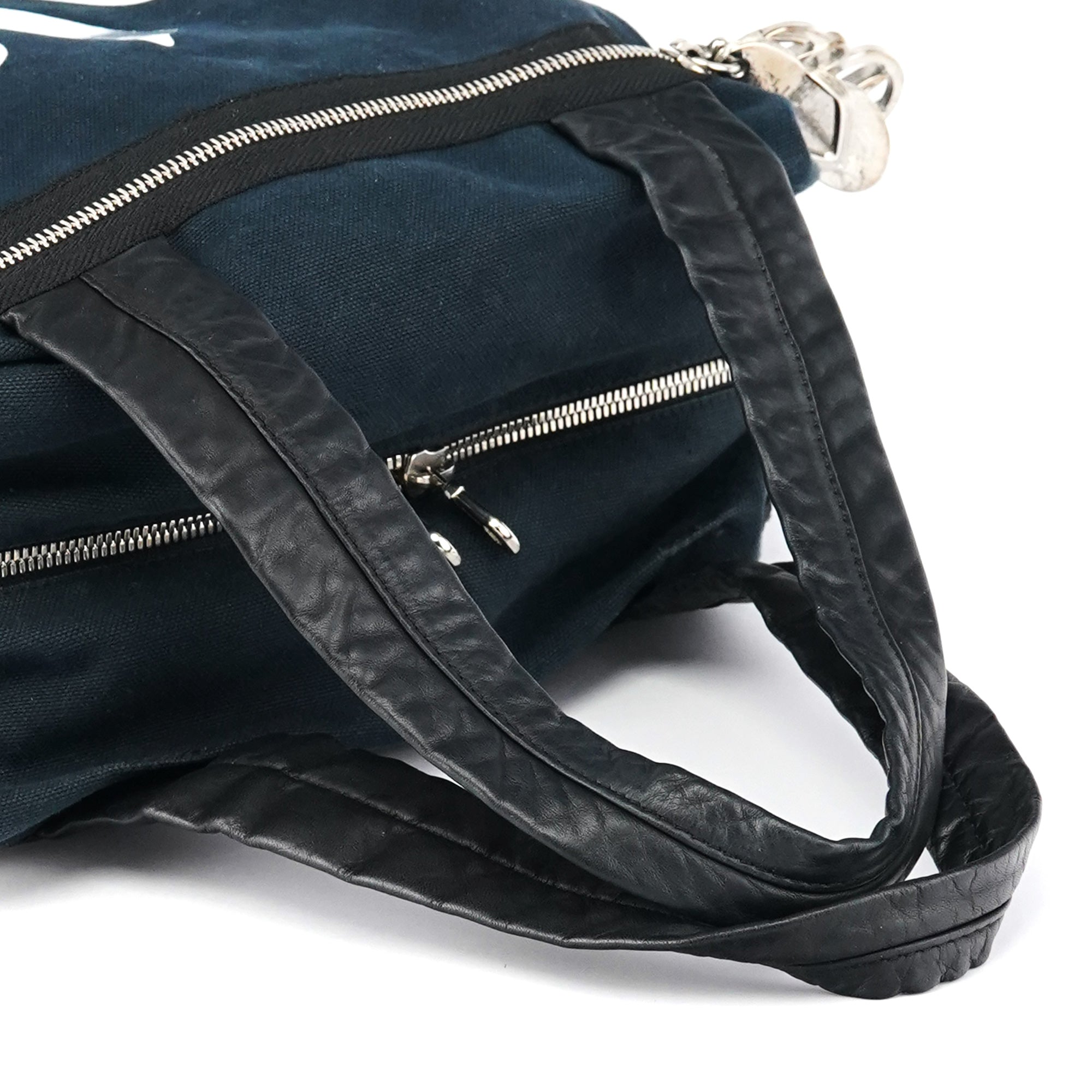 Black Canvas Silver Logo Tote Bag