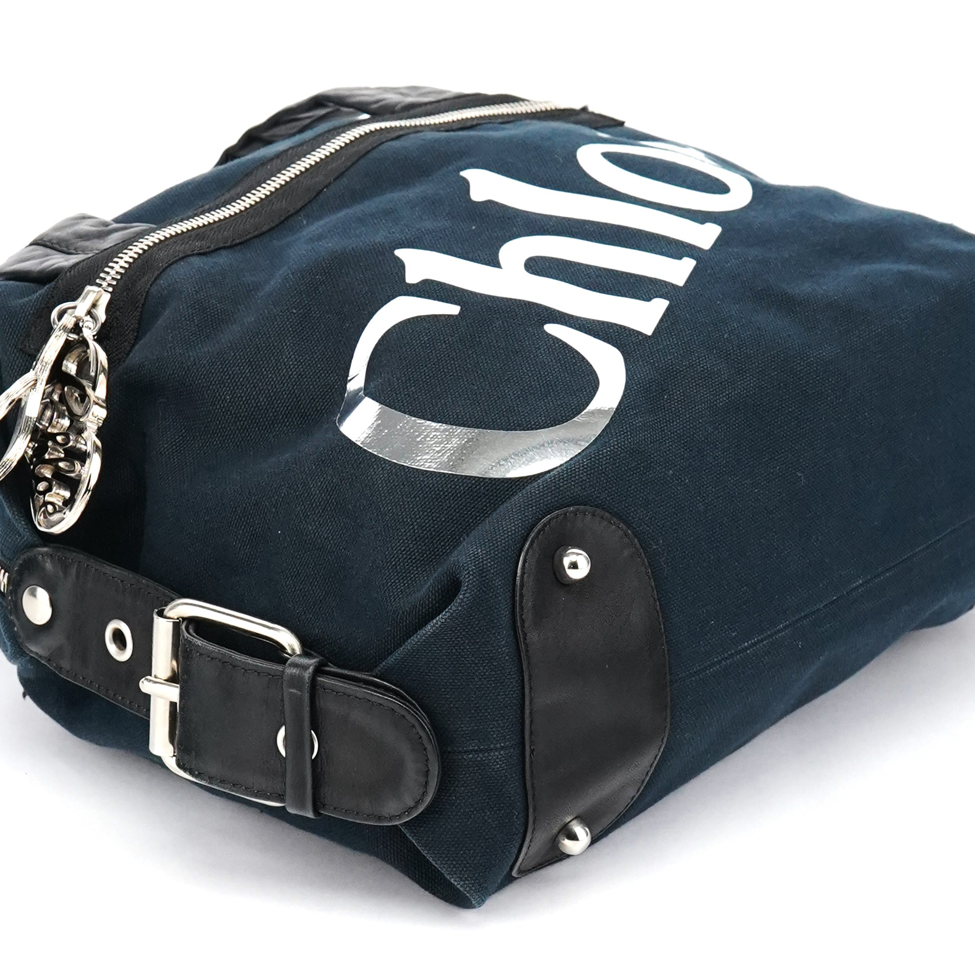 Black Canvas Silver Logo Tote Bag