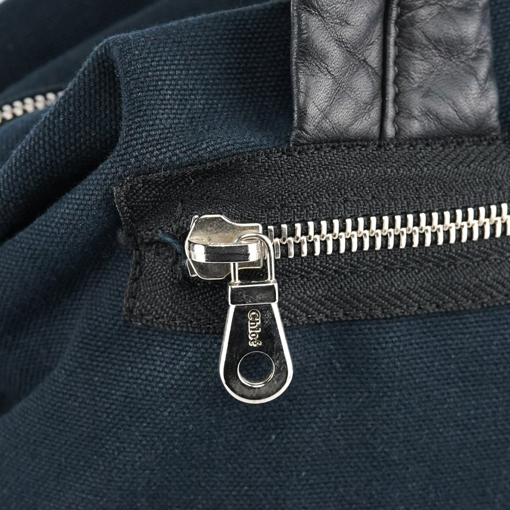 Black Canvas Silver Logo Tote Bag