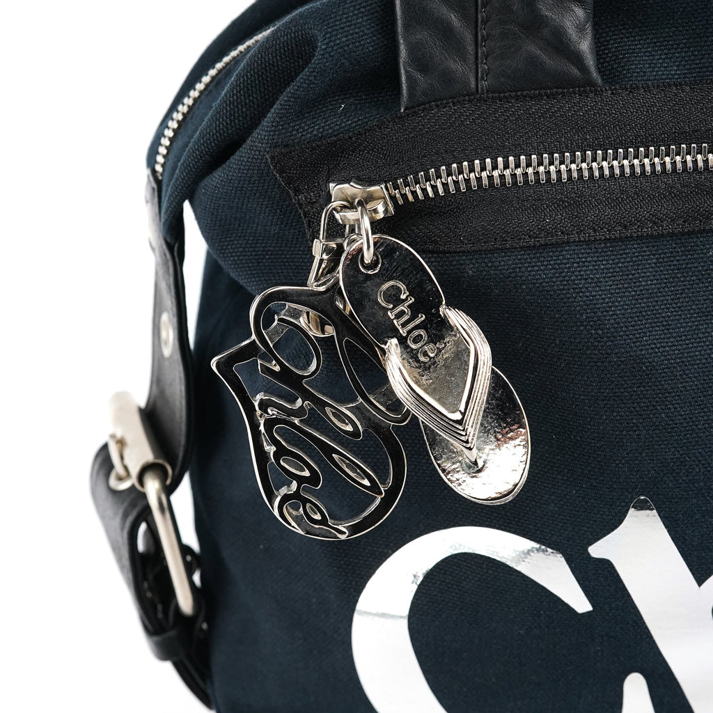 Black Canvas Silver Logo Tote Bag