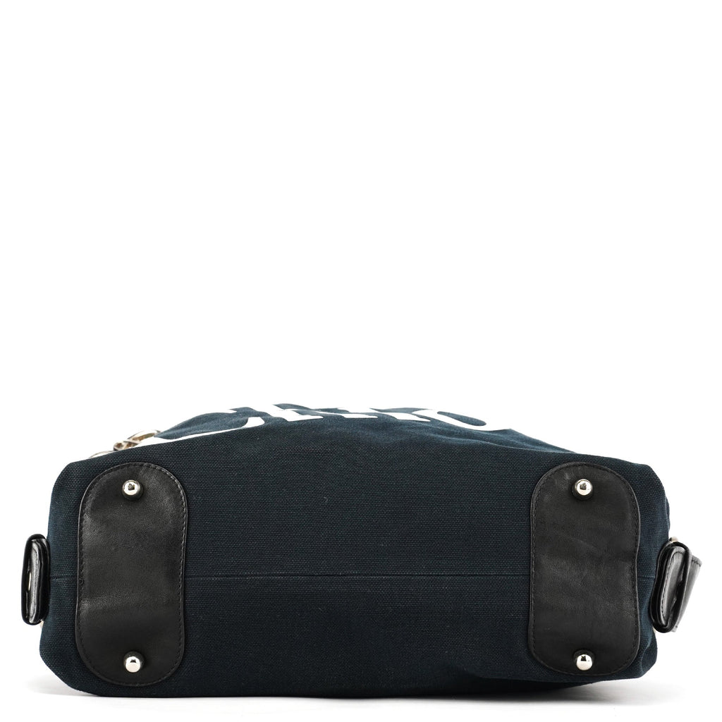 Black Canvas Silver Logo Tote Bag