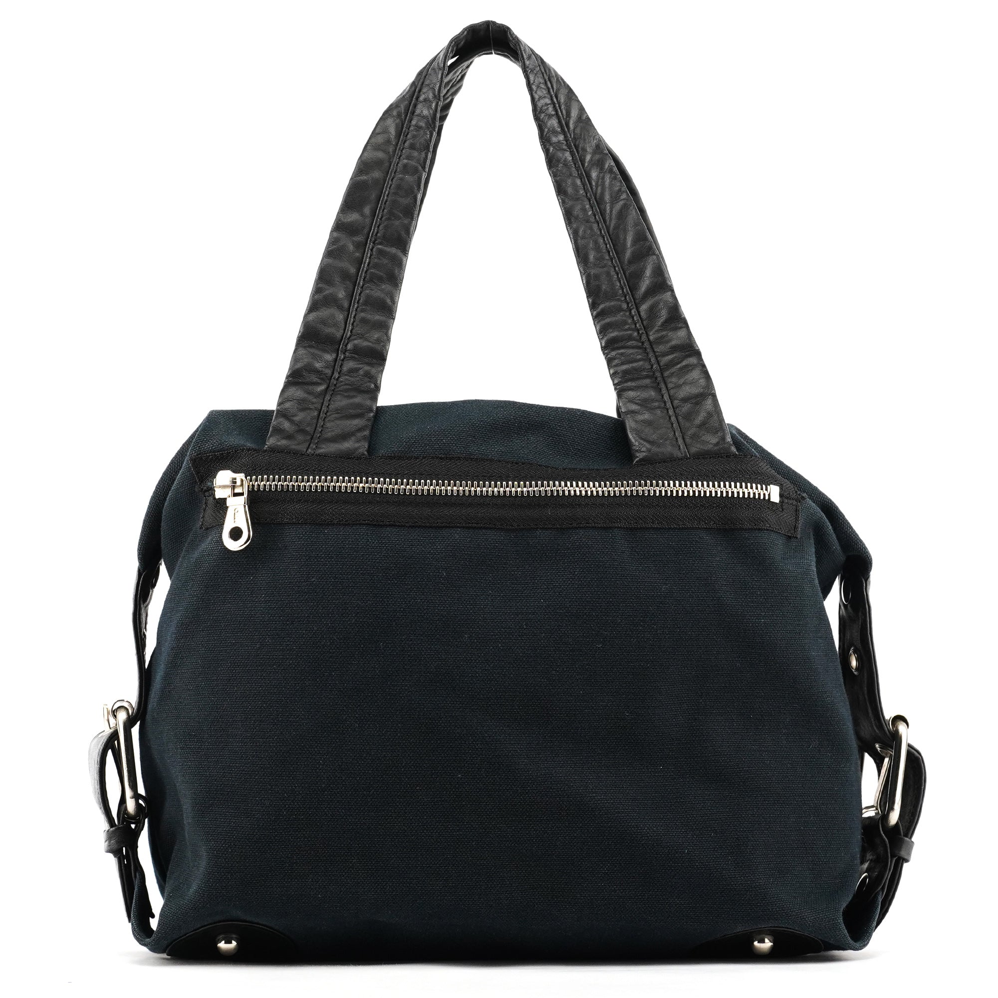 Black Canvas Silver Logo Tote Bag