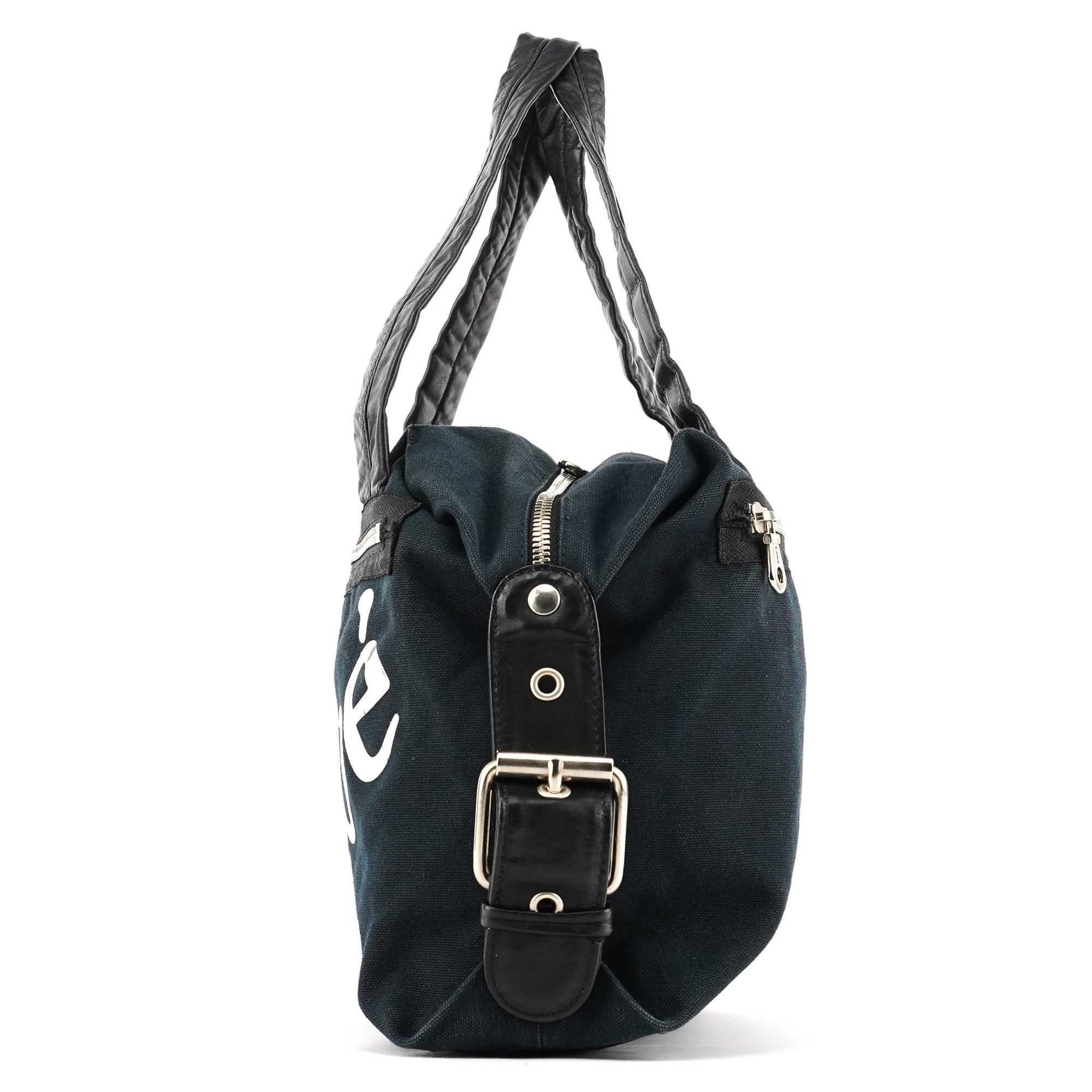 Black Canvas Silver Logo Tote Bag