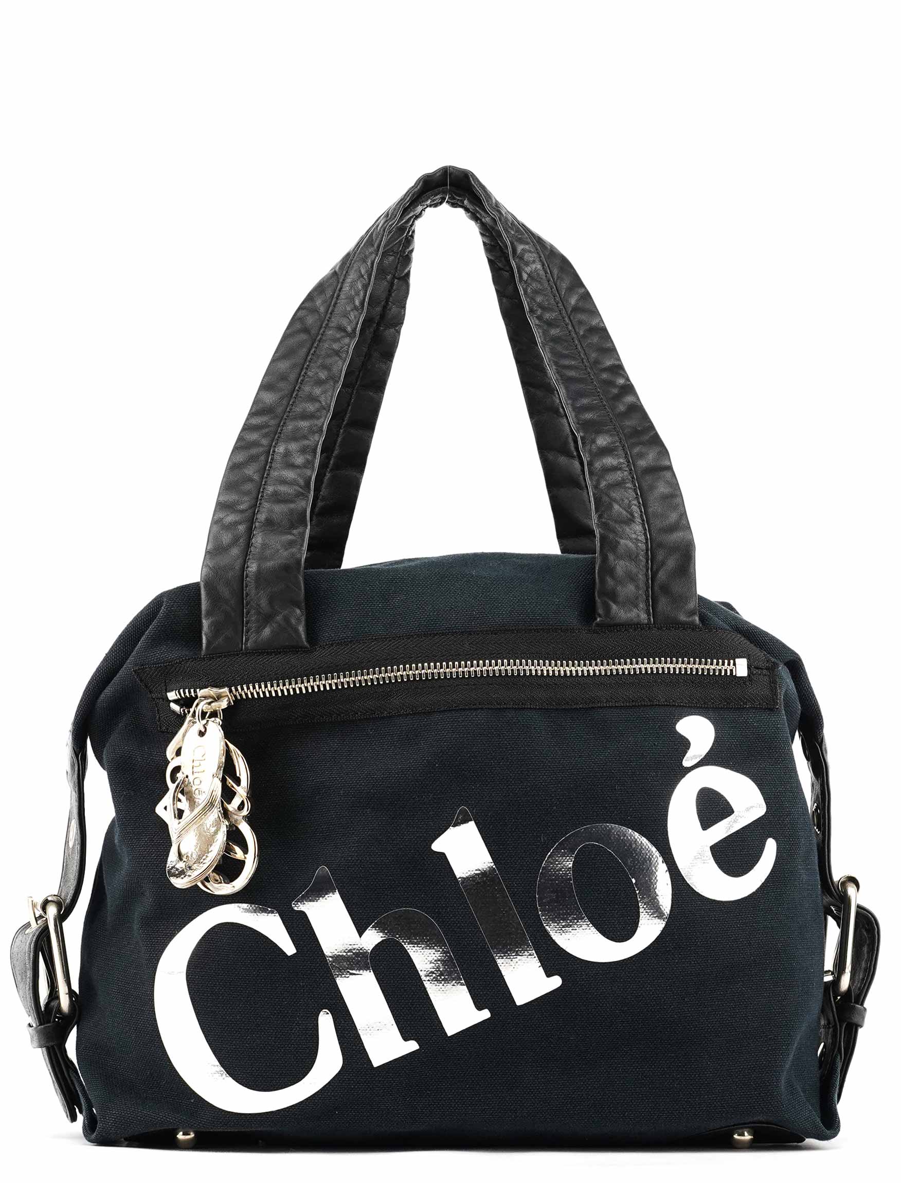 Black Canvas Silver Logo Tote Bag