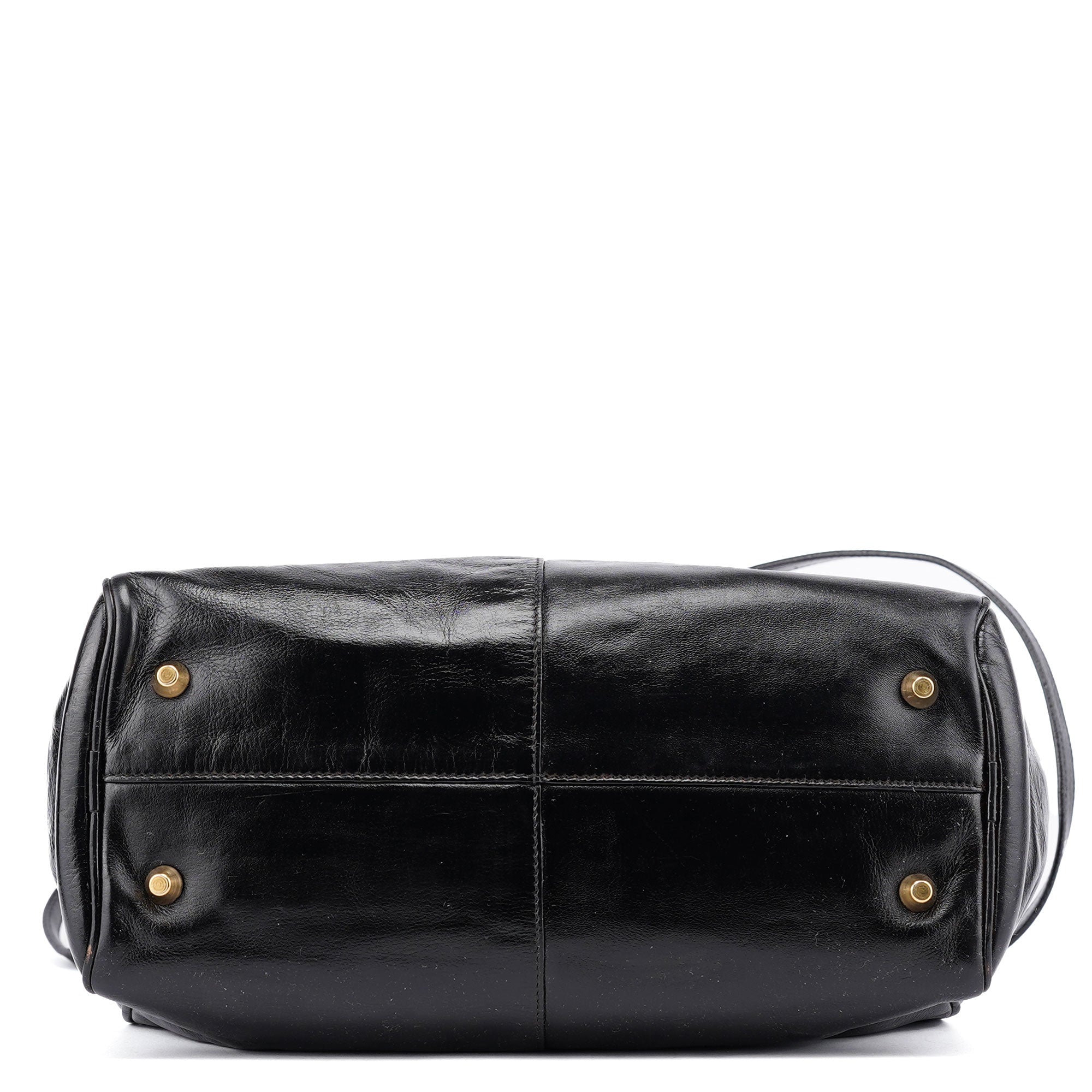 Black Gloss Leather Knot Tote Bag