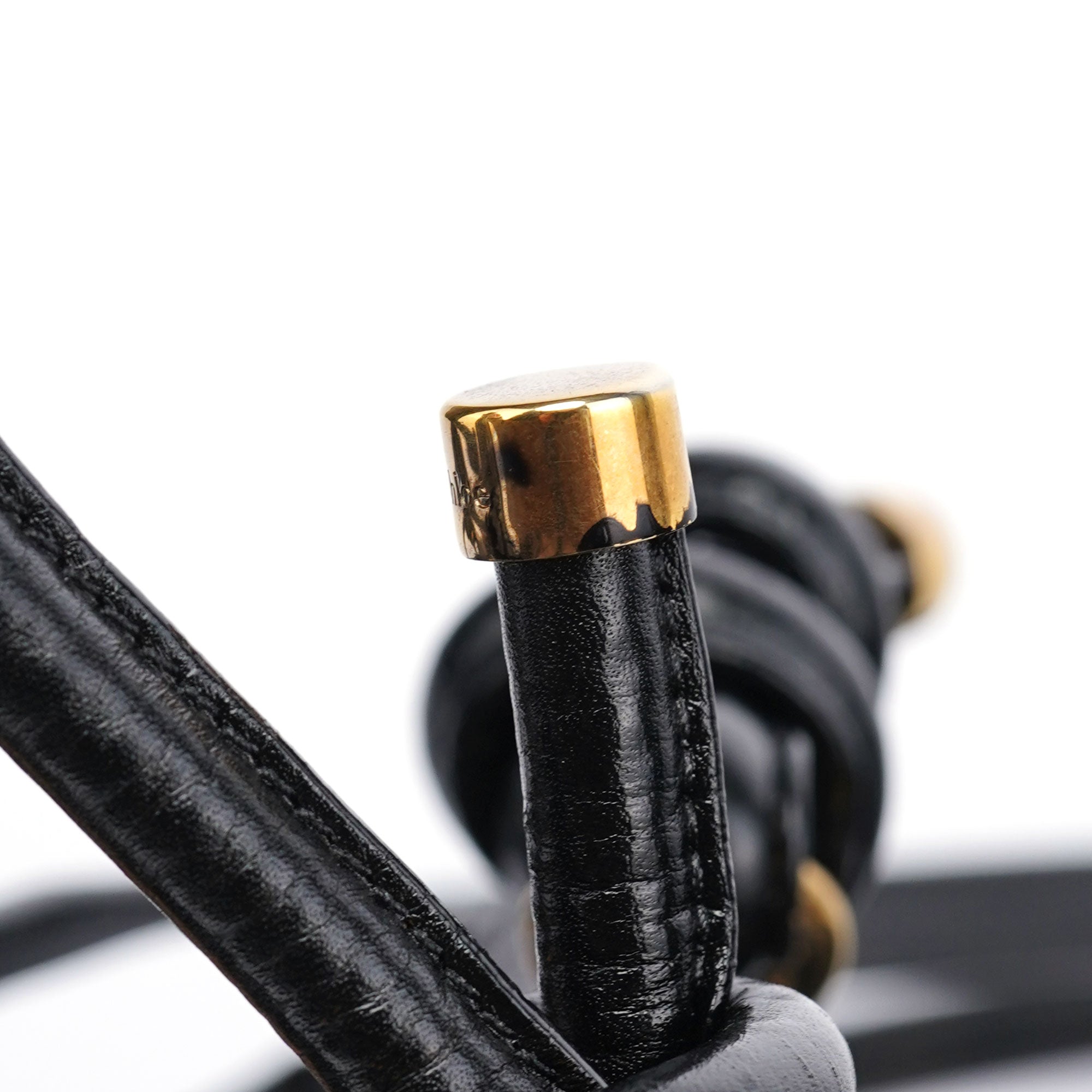 Black Gloss Leather Knot Tote Bag