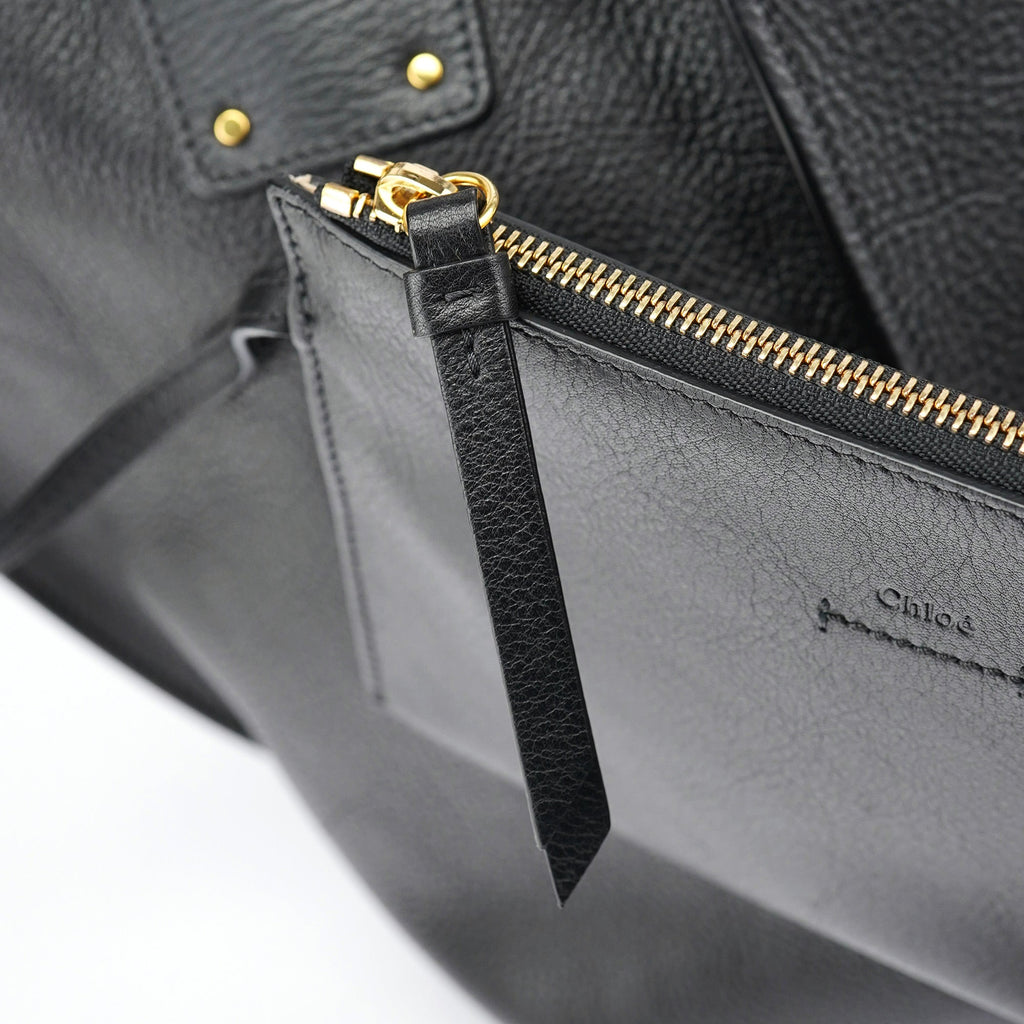 Black Gold Leather Tote Bag