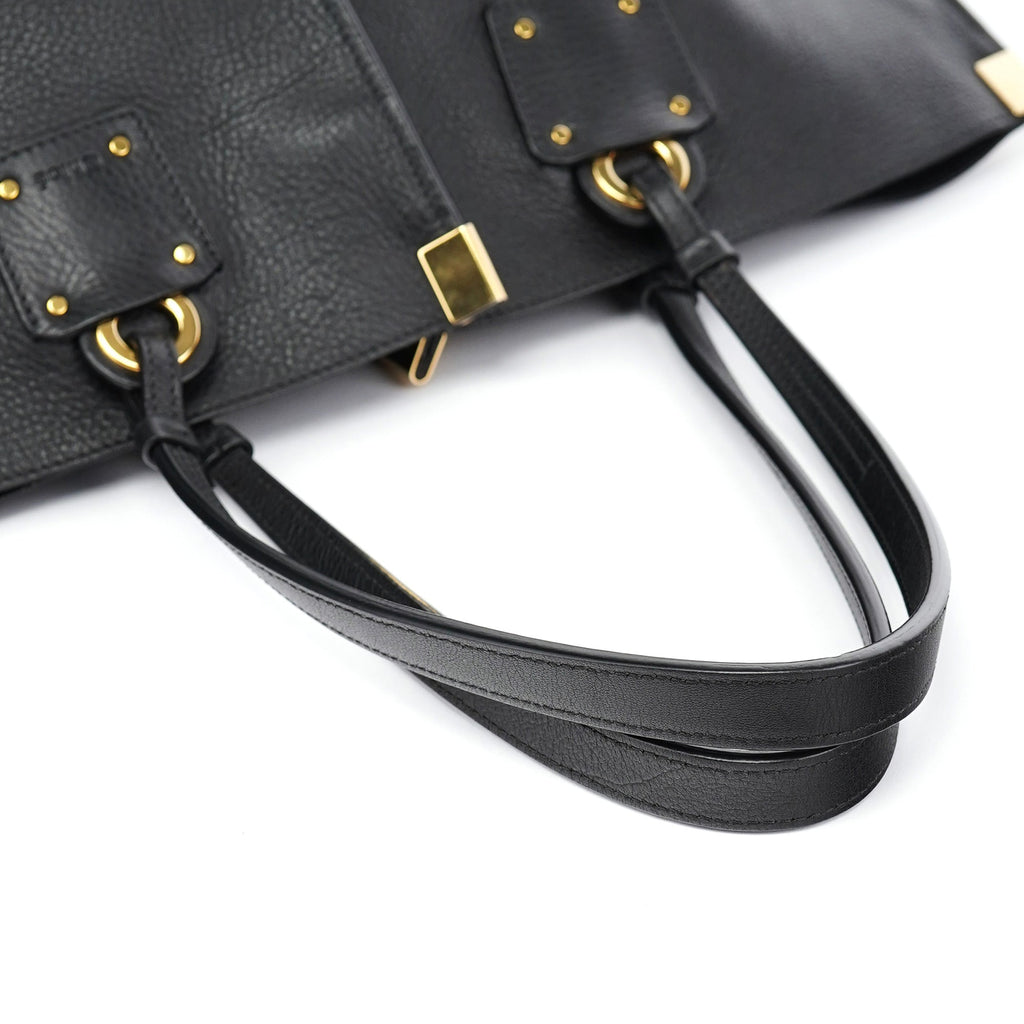 Black Gold Leather Tote Bag