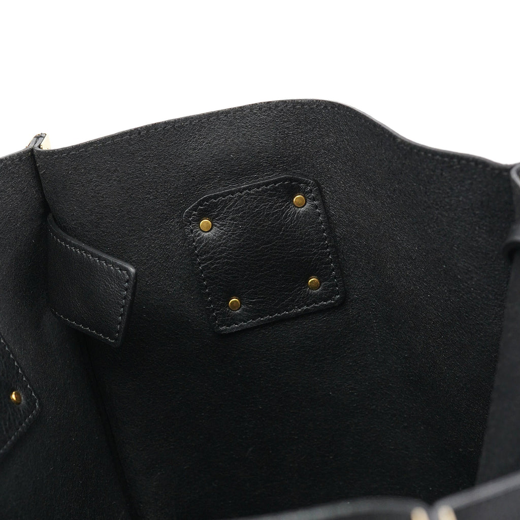 Black Gold Leather Tote Bag