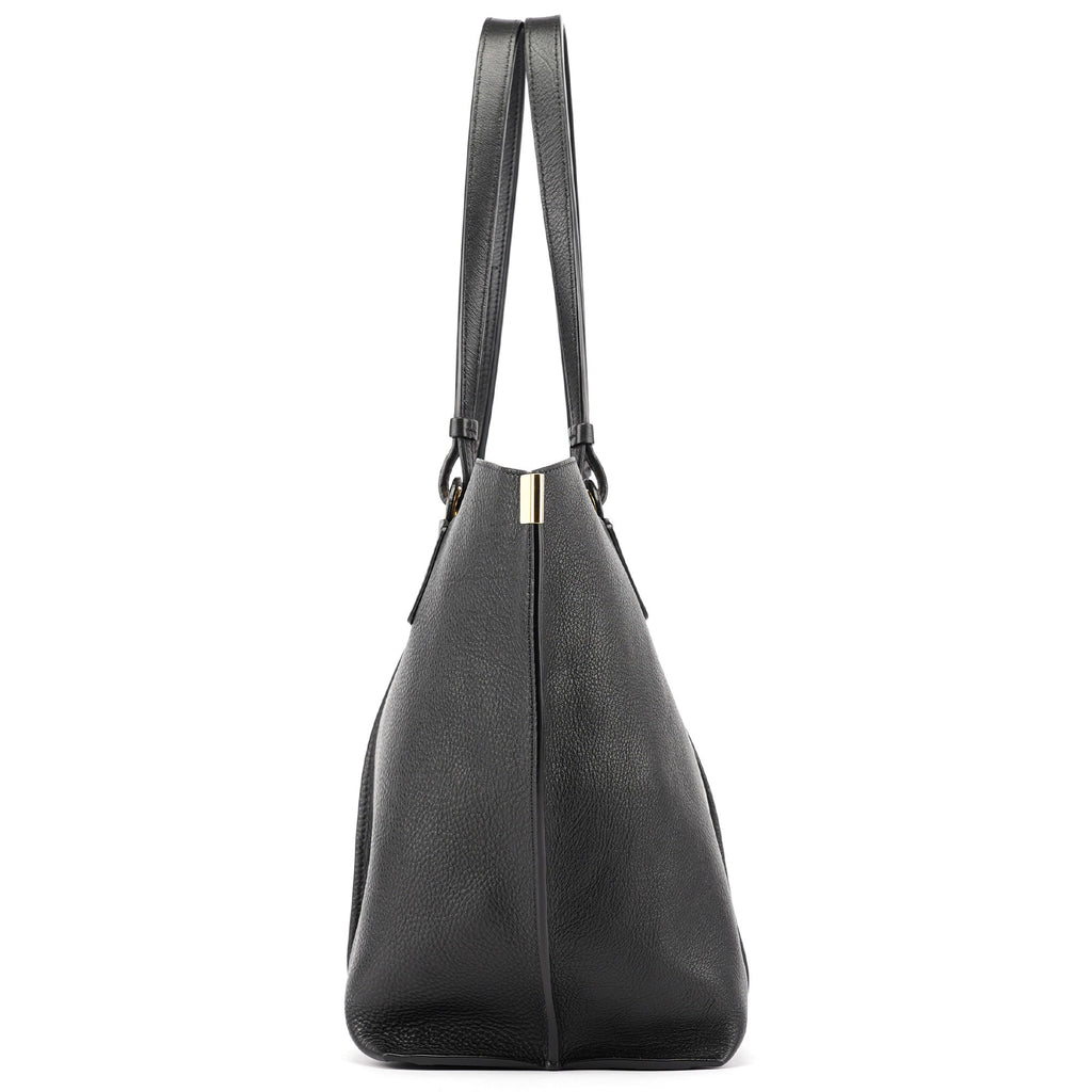Black Gold Leather Tote Bag