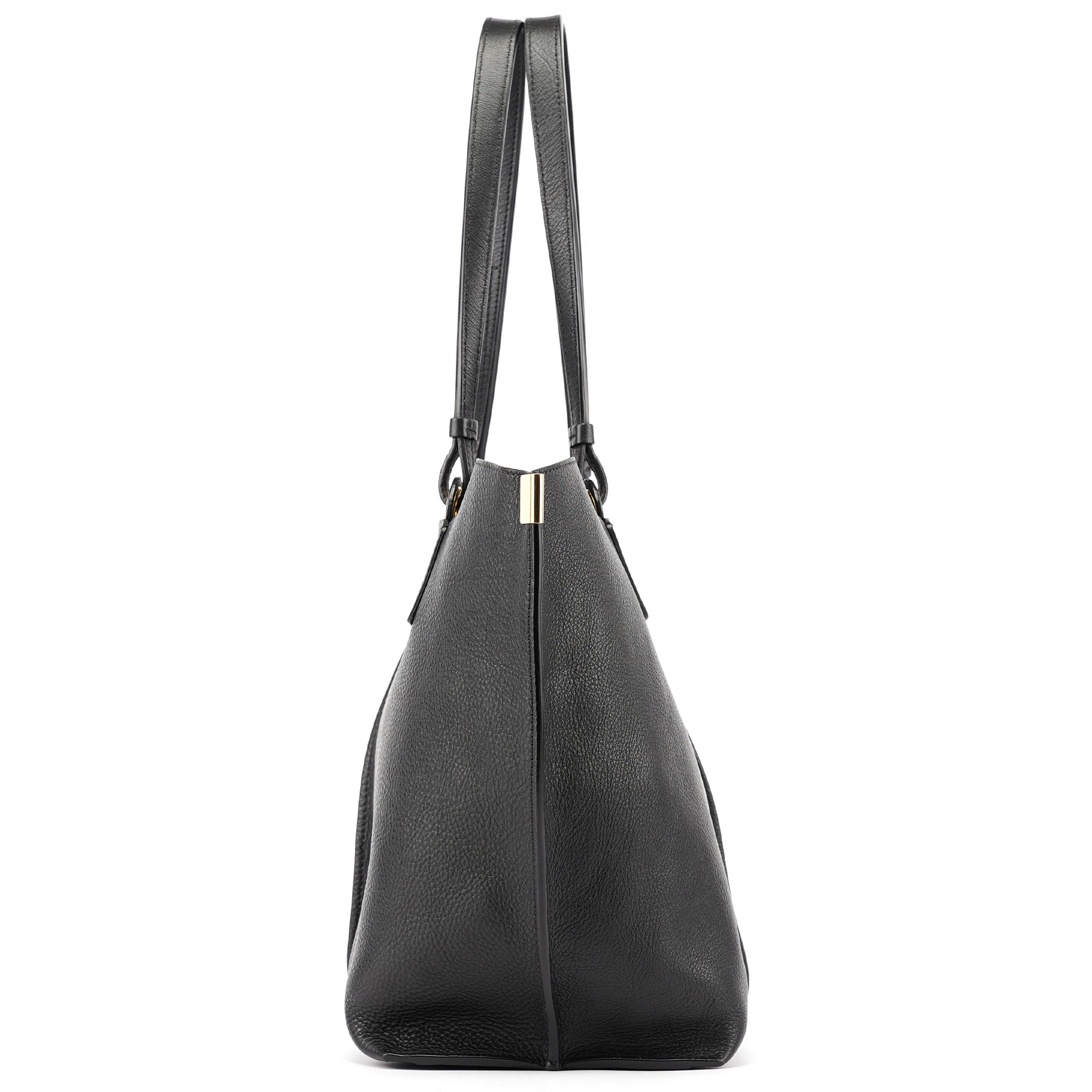 Black Gold Leather Tote Bag