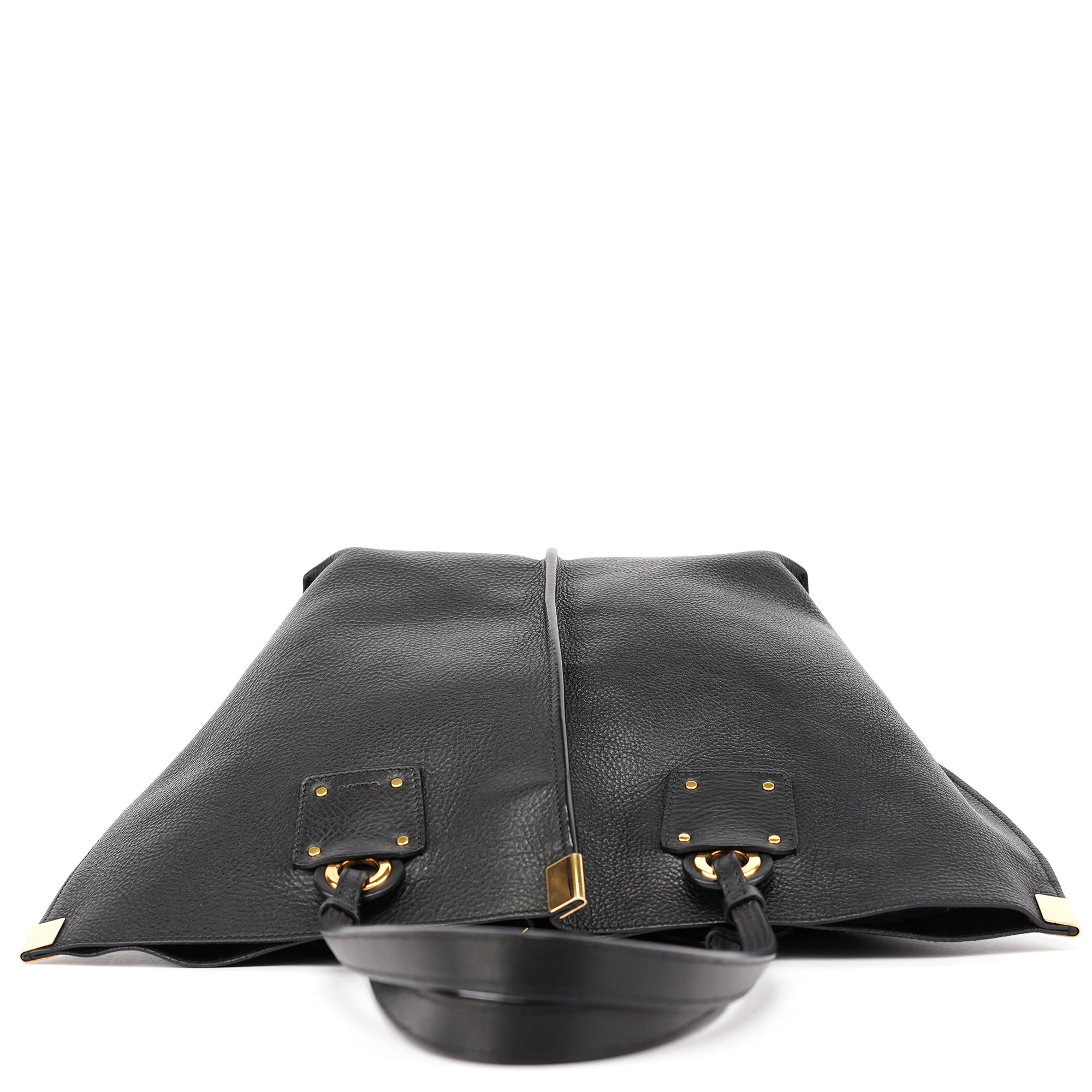 Black Gold Leather Tote Bag