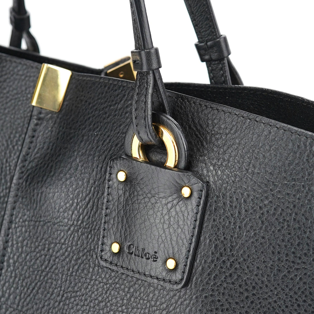Black Gold Leather Tote Bag