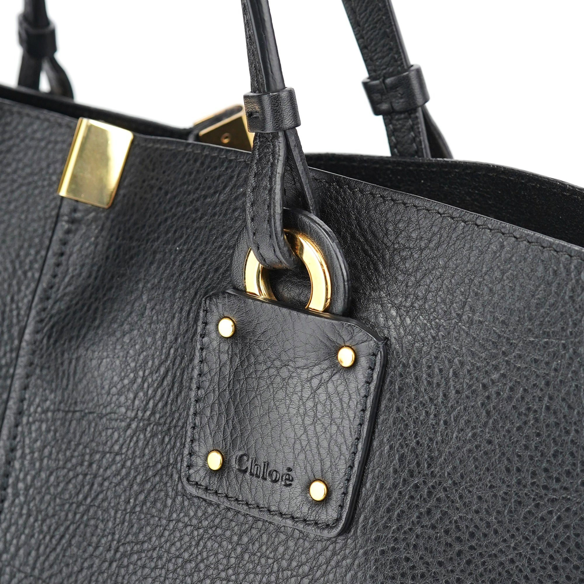 Black Gold Leather Tote Bag