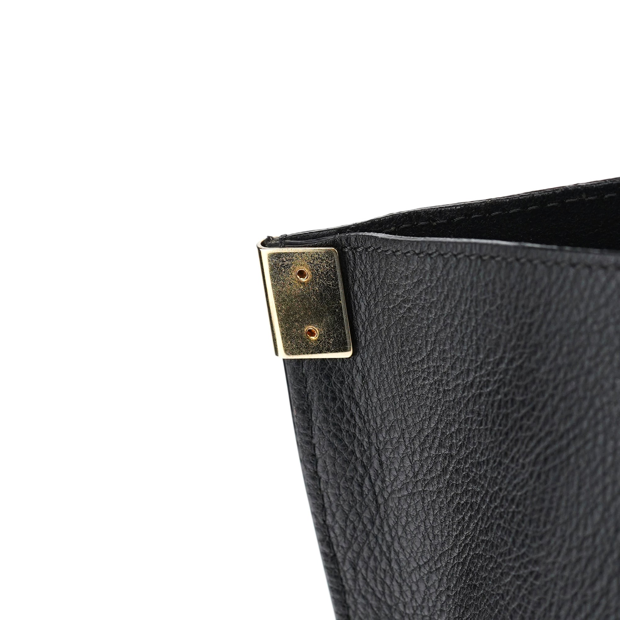 Black Gold Leather Tote Bag