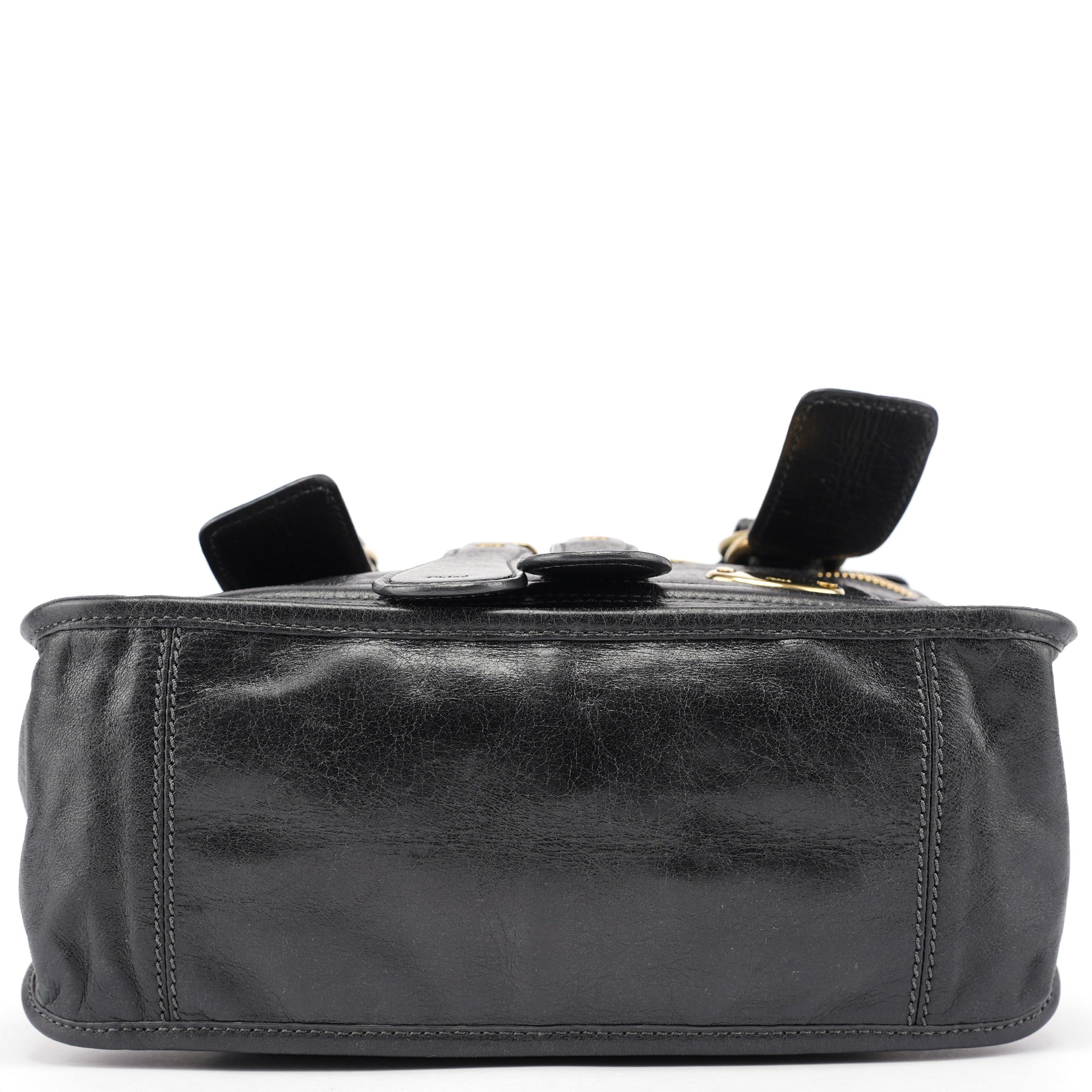 Black Lambskin Bay 2-Way Bag