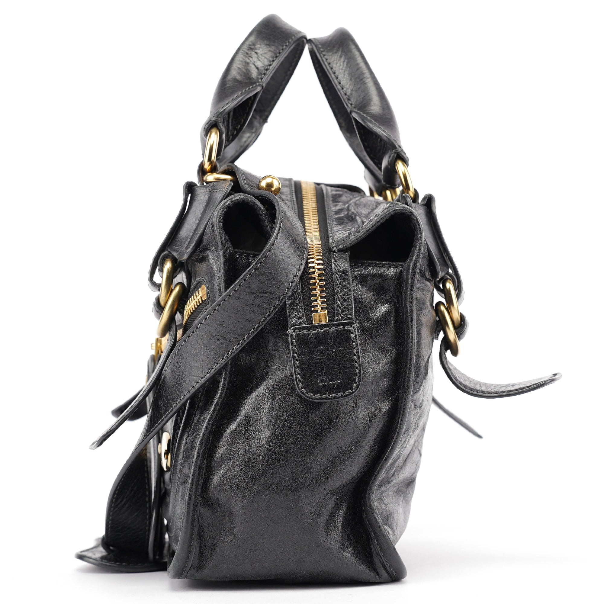 Black Lambskin Bay 2-Way Bag