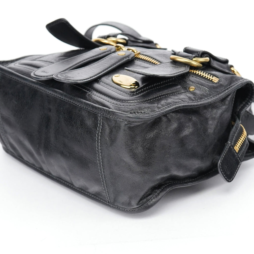 Black Lambskin Bay 2-Way Bag