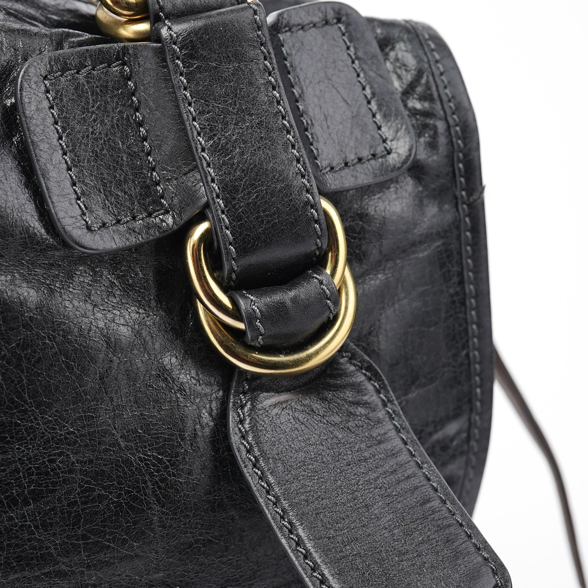 Black Lambskin Bay 2-Way Bag
