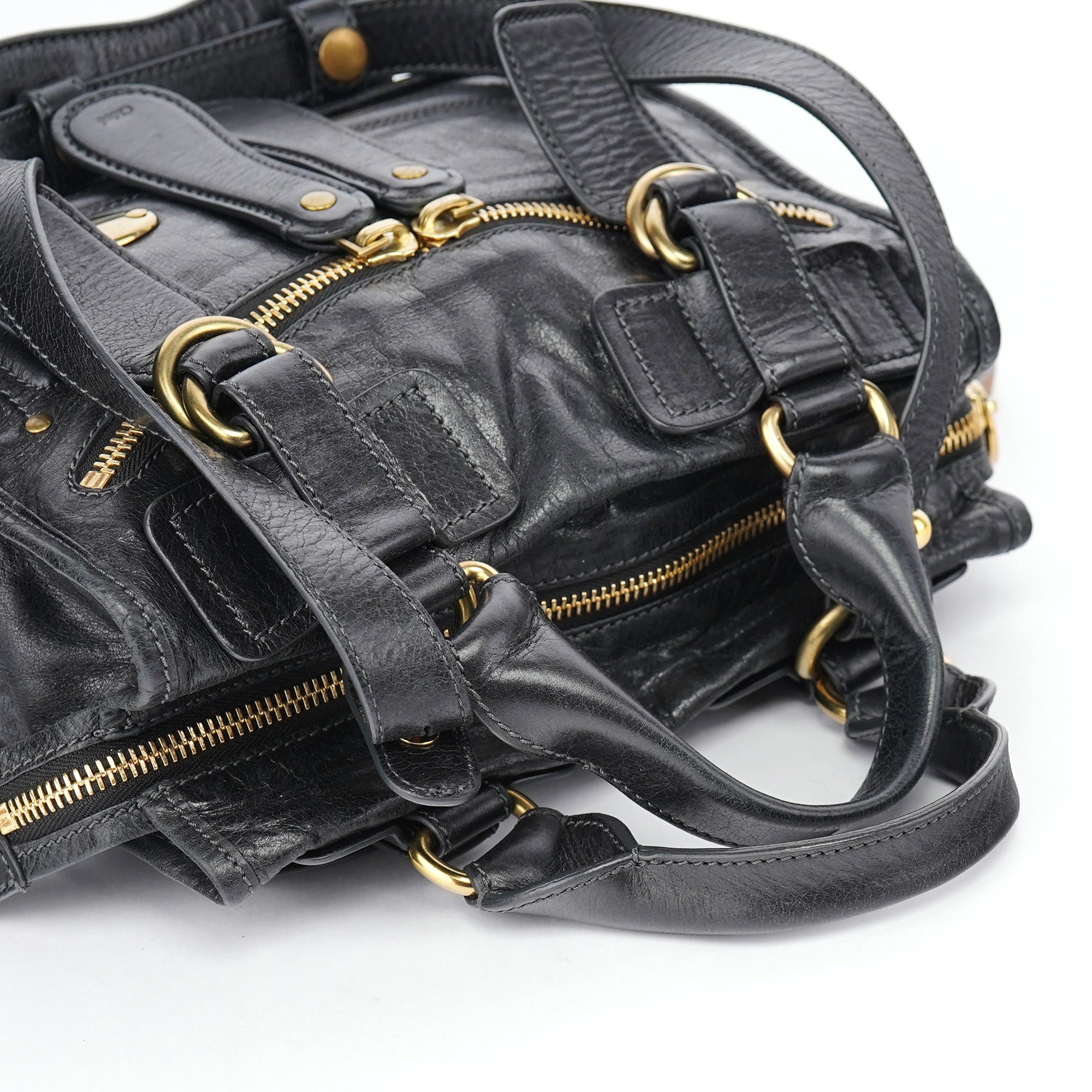 Black Lambskin Bay 2-Way Bag