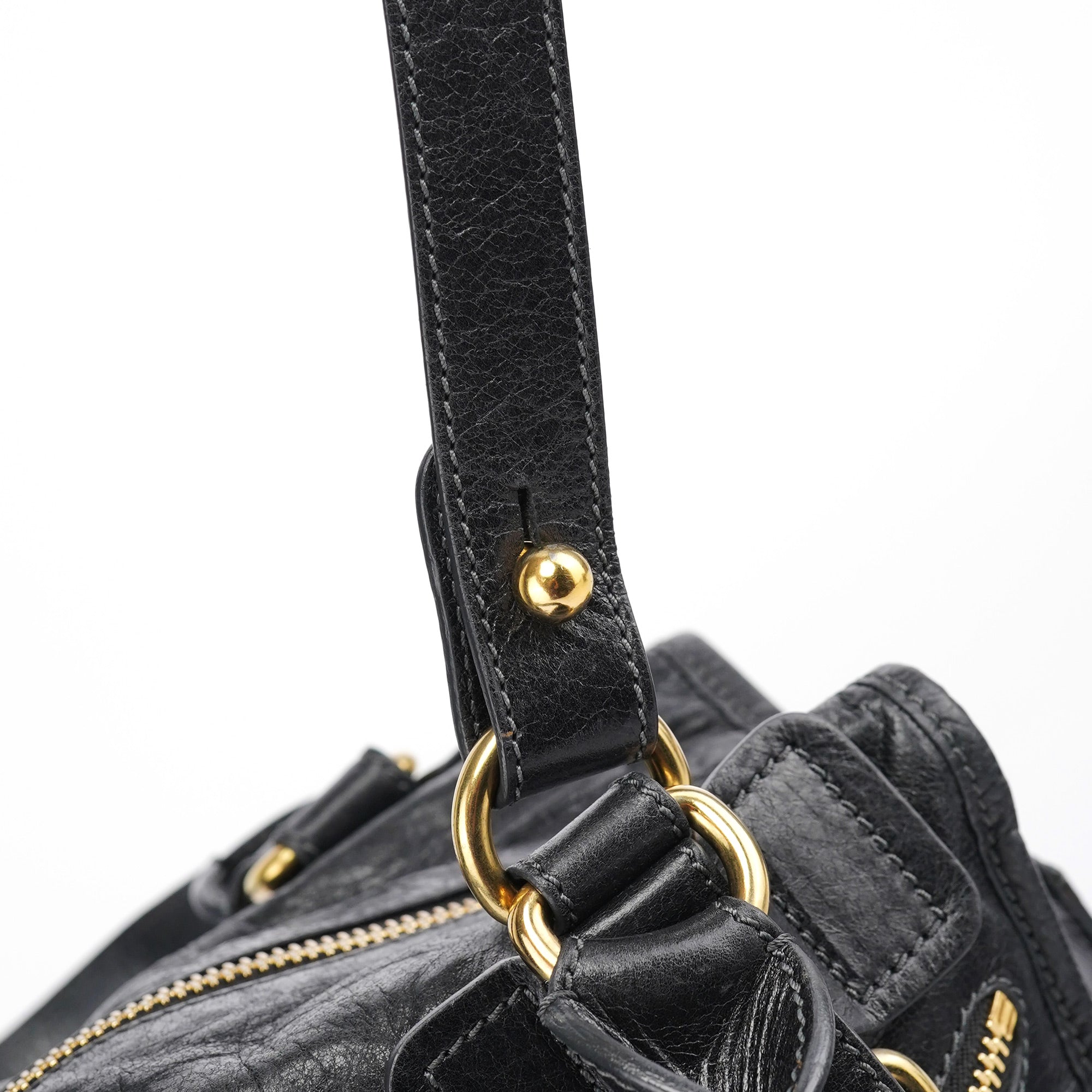 Black Lambskin Bay 2-Way Bag
