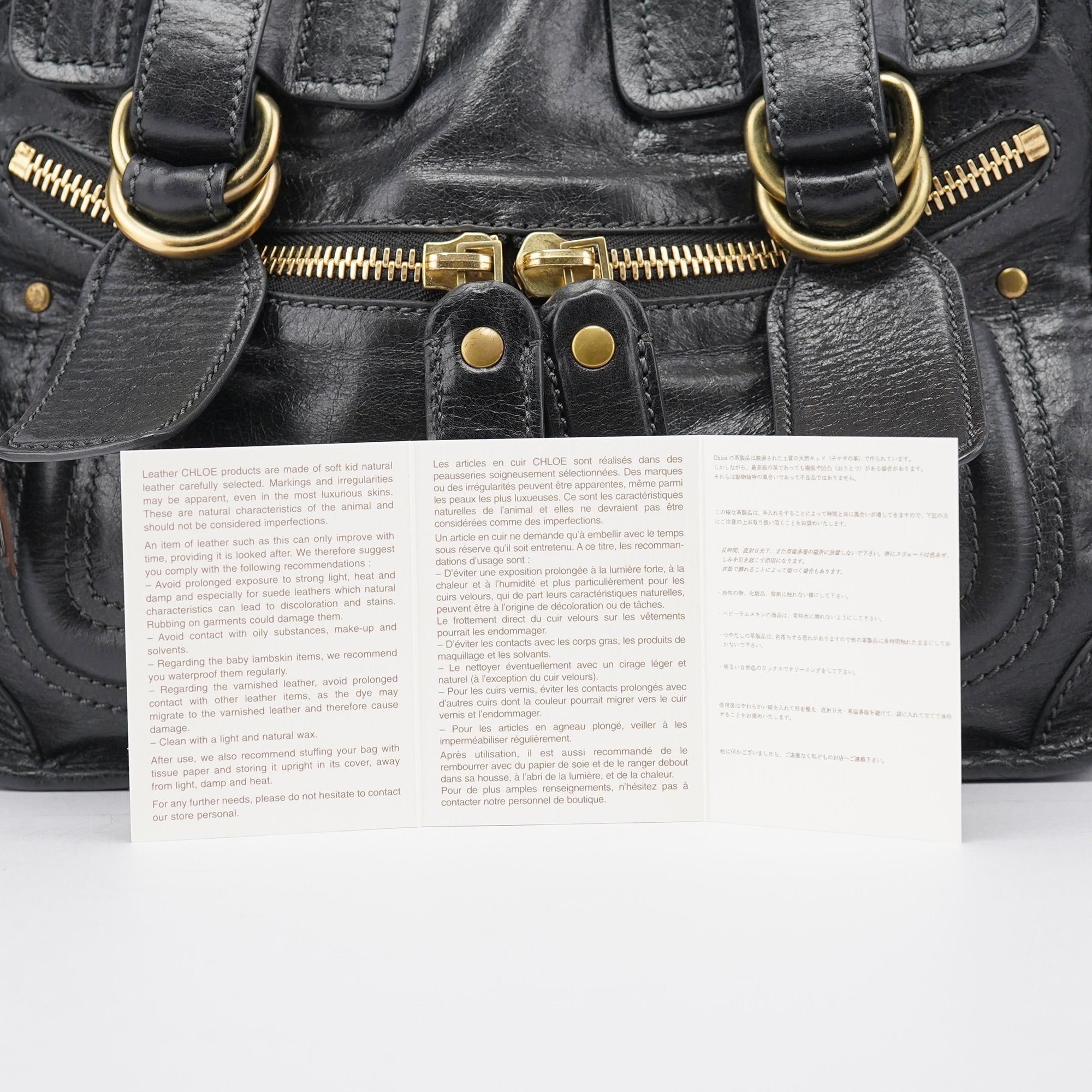 Black Lambskin Bay 2-Way Bag