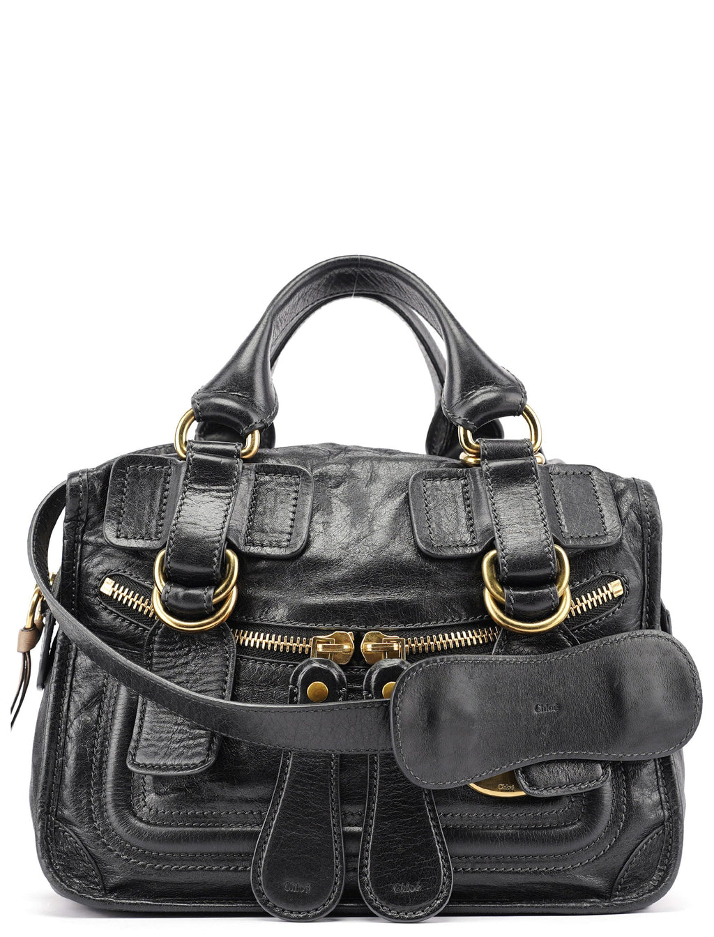 Black Lambskin Bay 2-Way Bag
