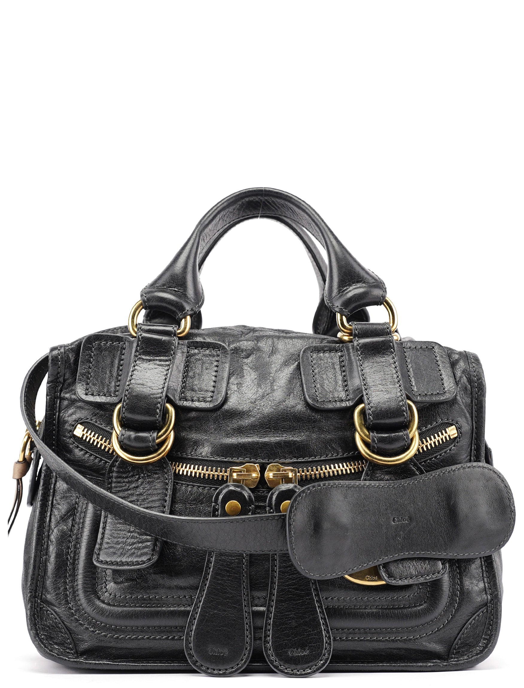 Black Lambskin Bay 2-Way Bag