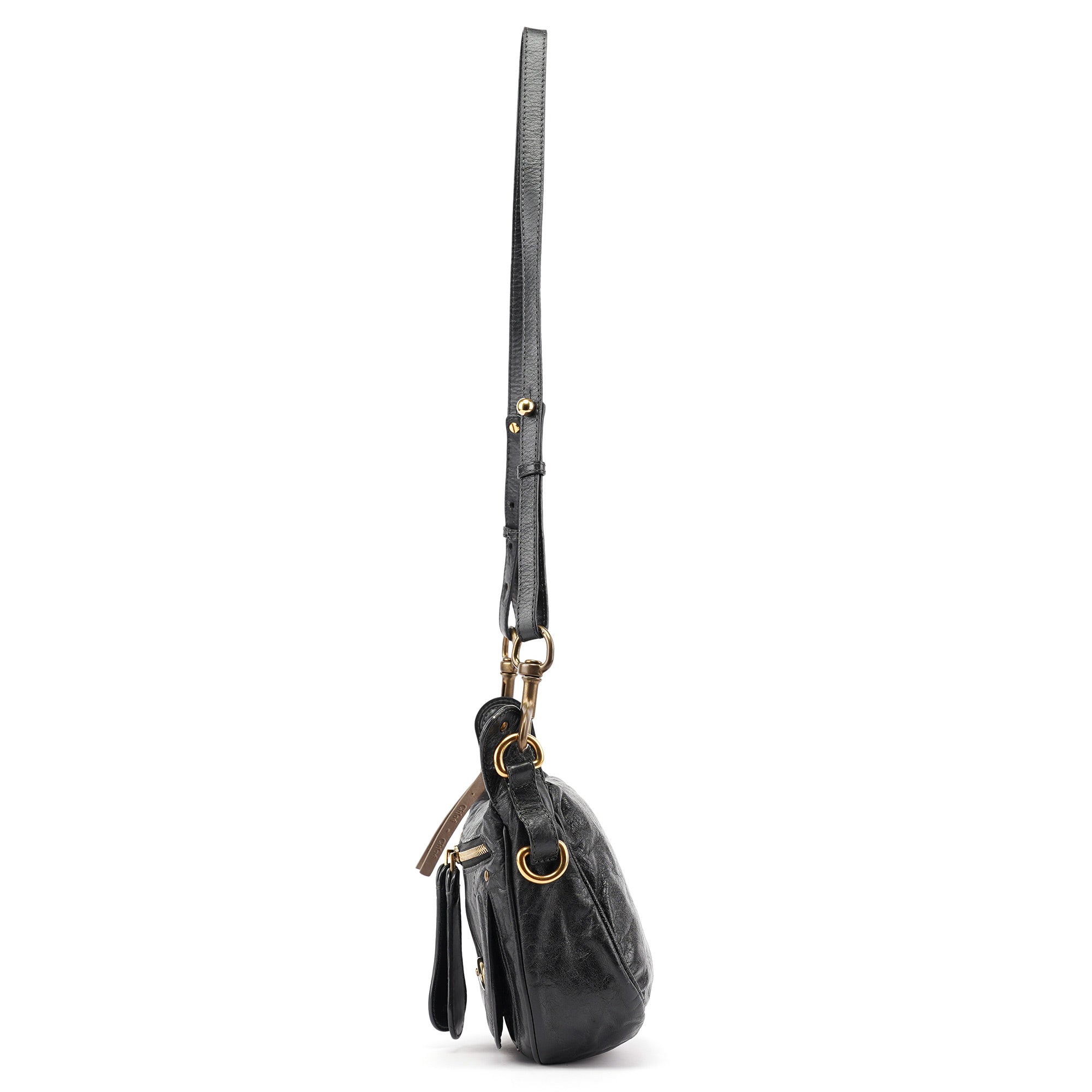 Black Lambskin Bay Crossbody Bag