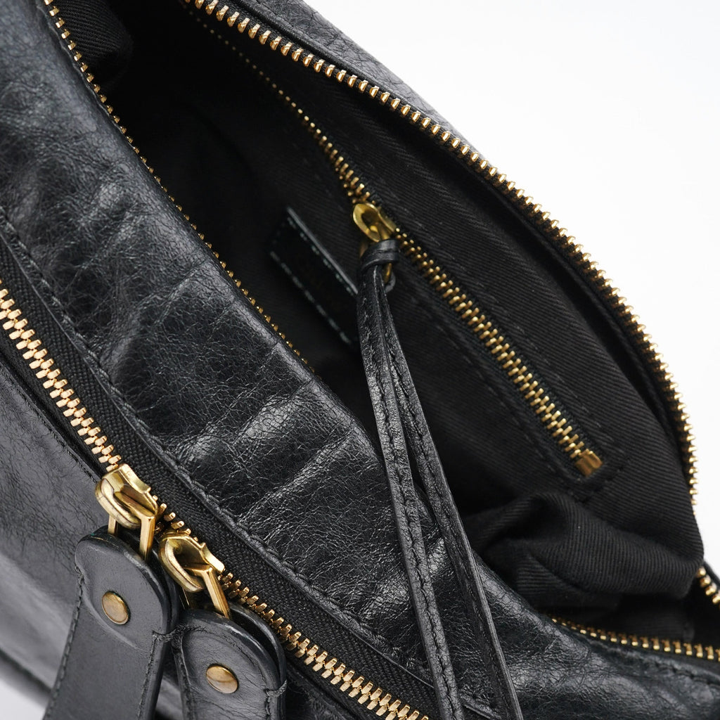 Black Lambskin Bay Crossbody Bag