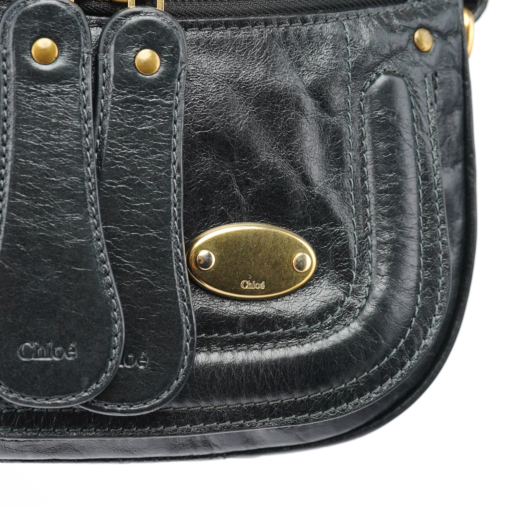 Black Lambskin Bay Crossbody Bag